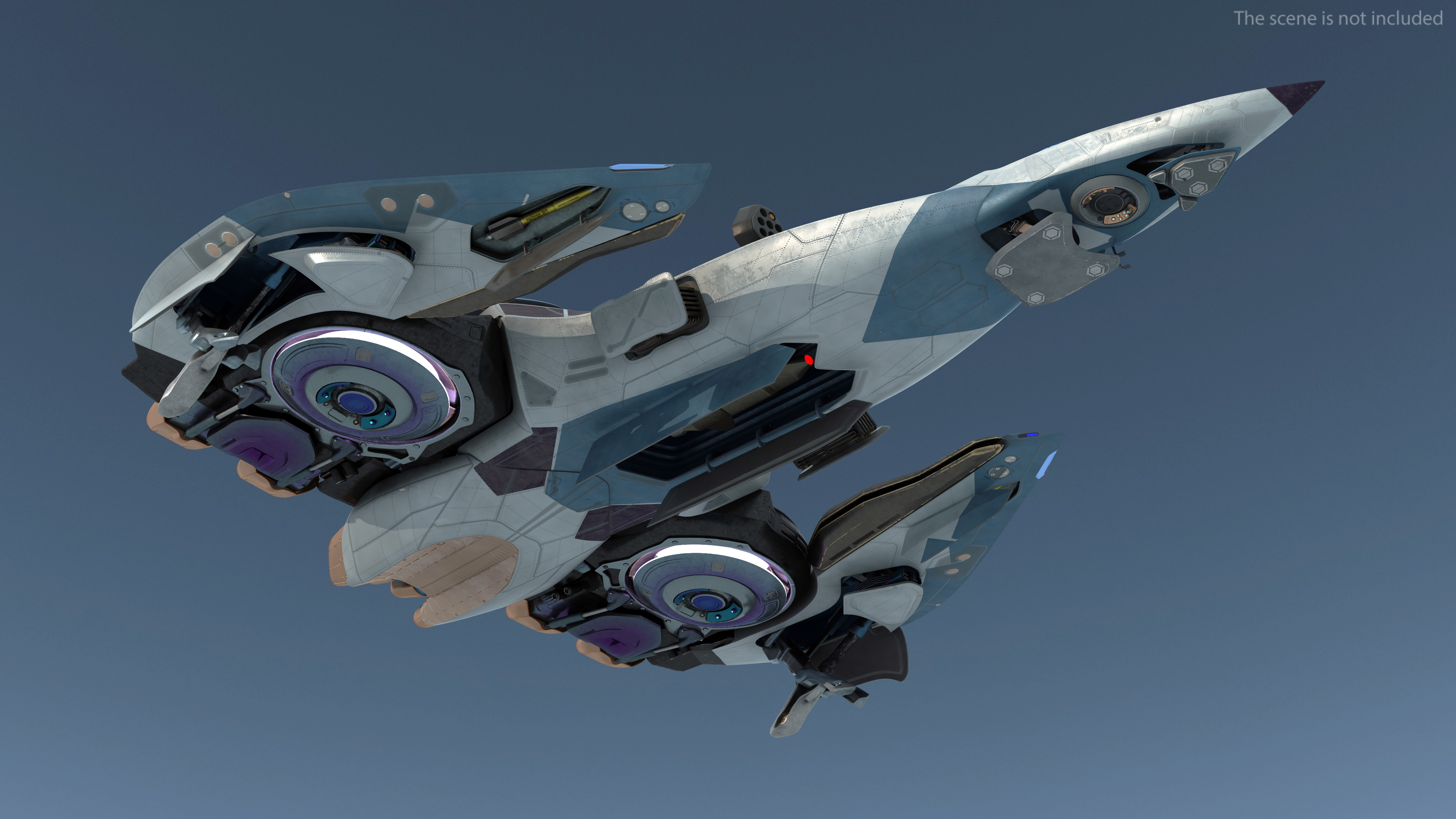 Sci Fi Fighter Jet Blue Rigged for Cinema 4D 3D model