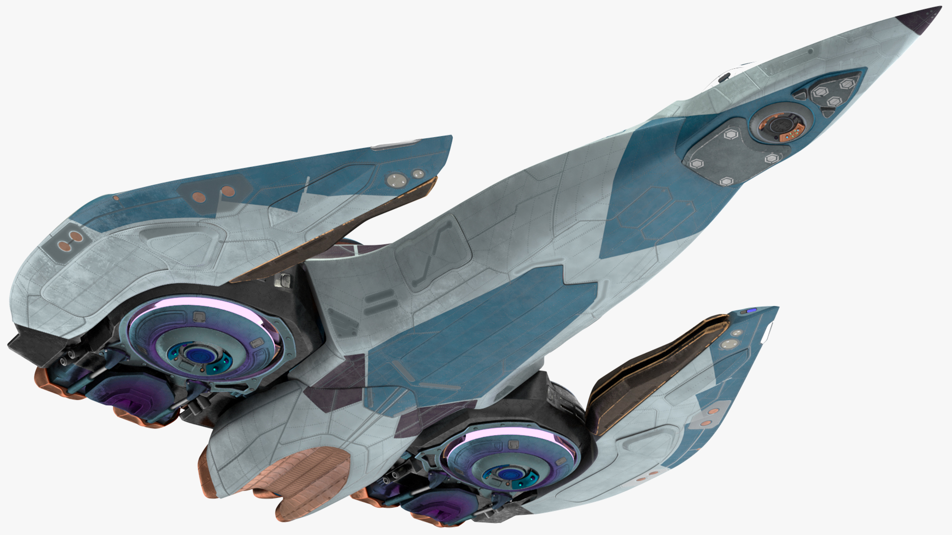 Sci Fi Fighter Jet Blue Rigged for Cinema 4D 3D model