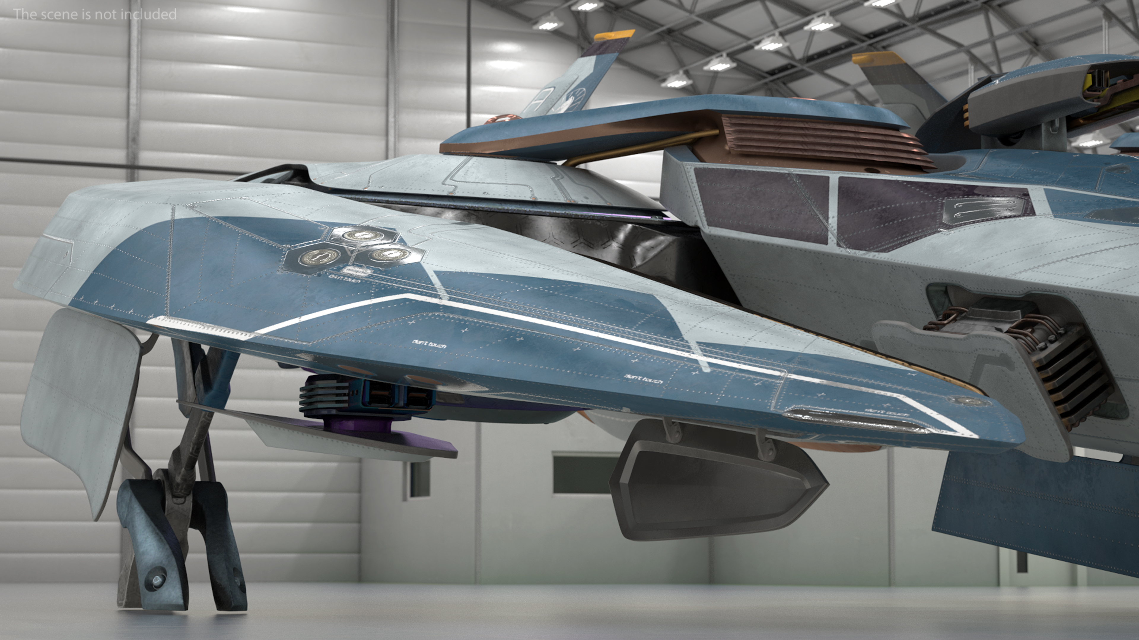 Sci Fi Fighter Jet Blue Rigged for Cinema 4D 3D model