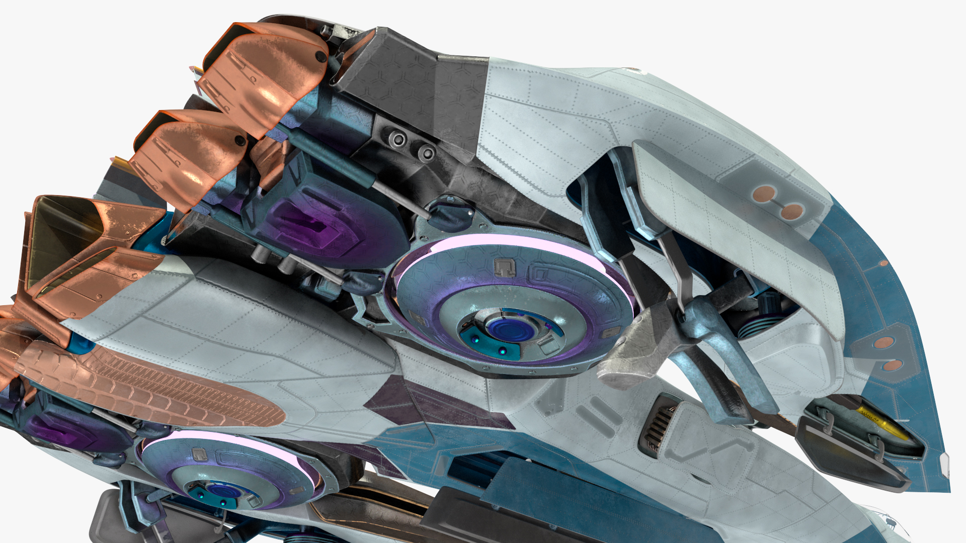 Sci Fi Fighter Jet Blue Rigged for Cinema 4D 3D model