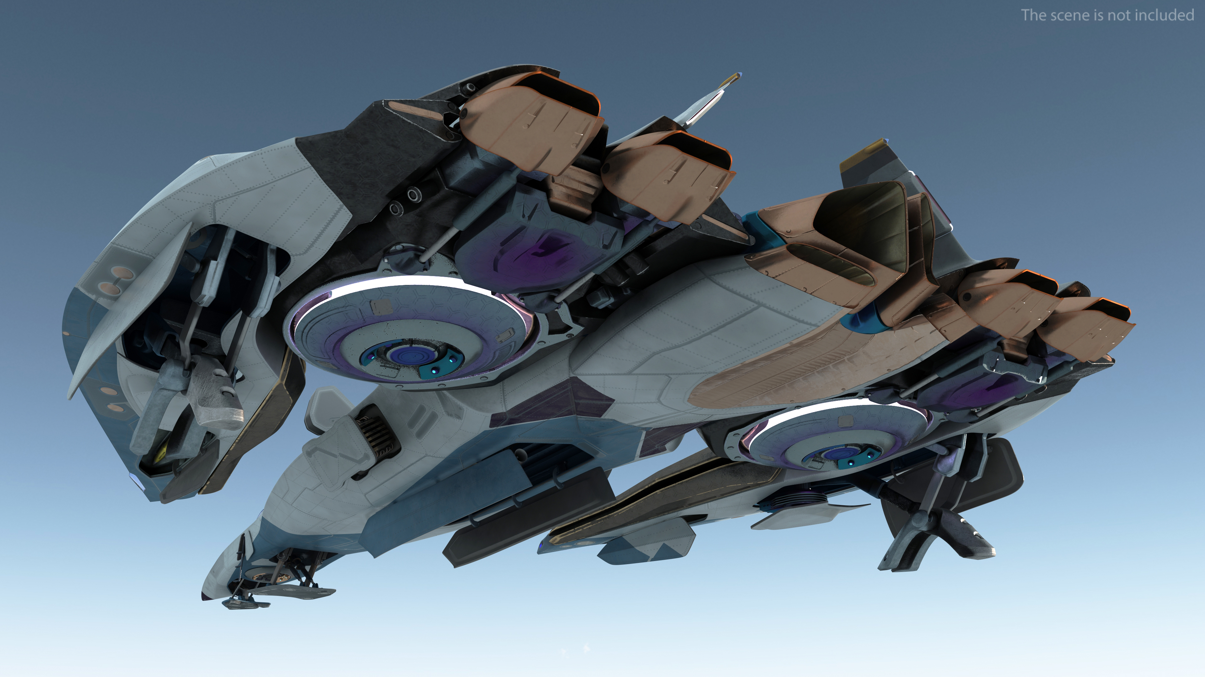 Sci Fi Fighter Jet Blue Rigged for Cinema 4D 3D model