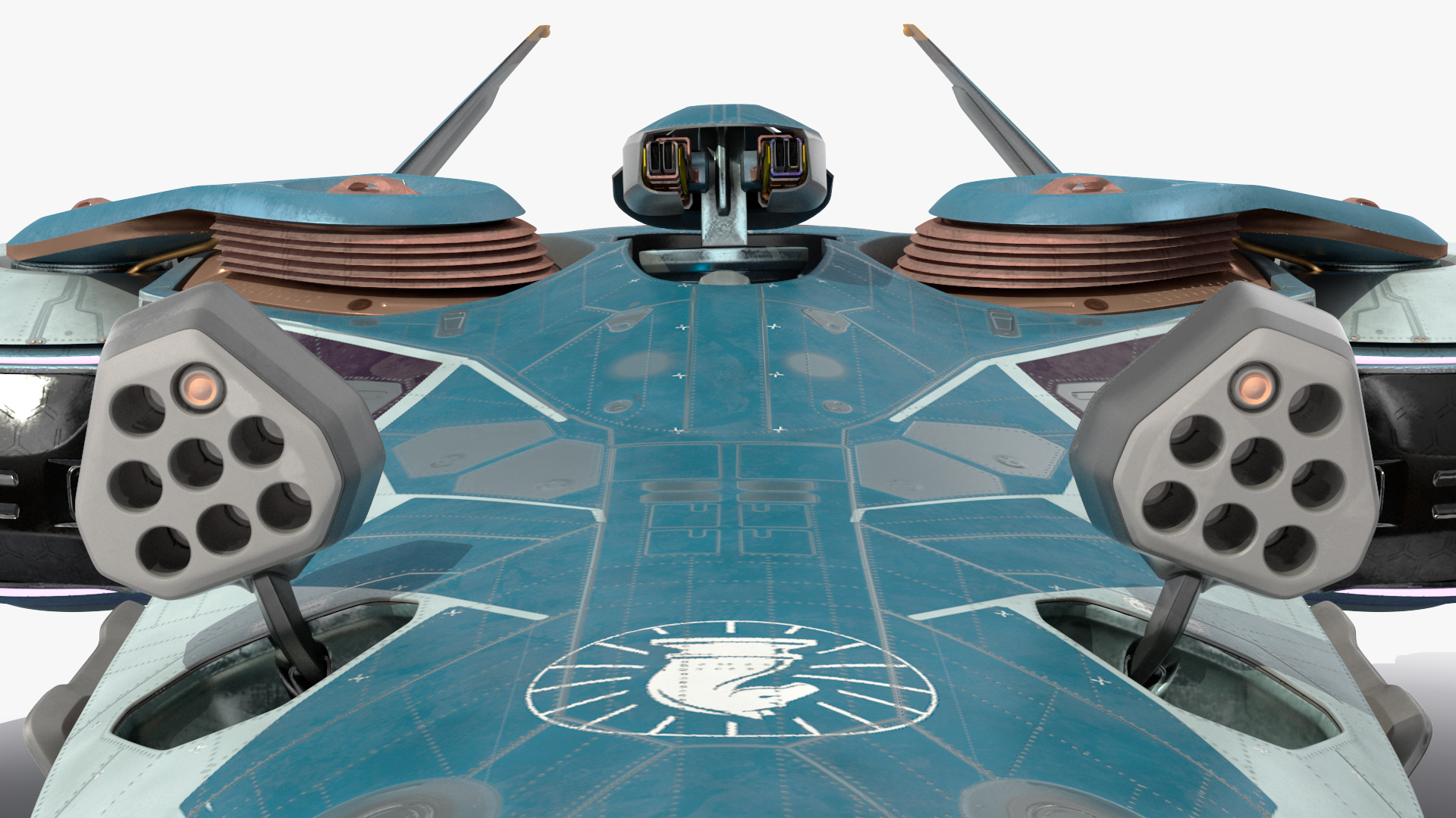 Sci Fi Fighter Jet Blue Rigged for Cinema 4D 3D model