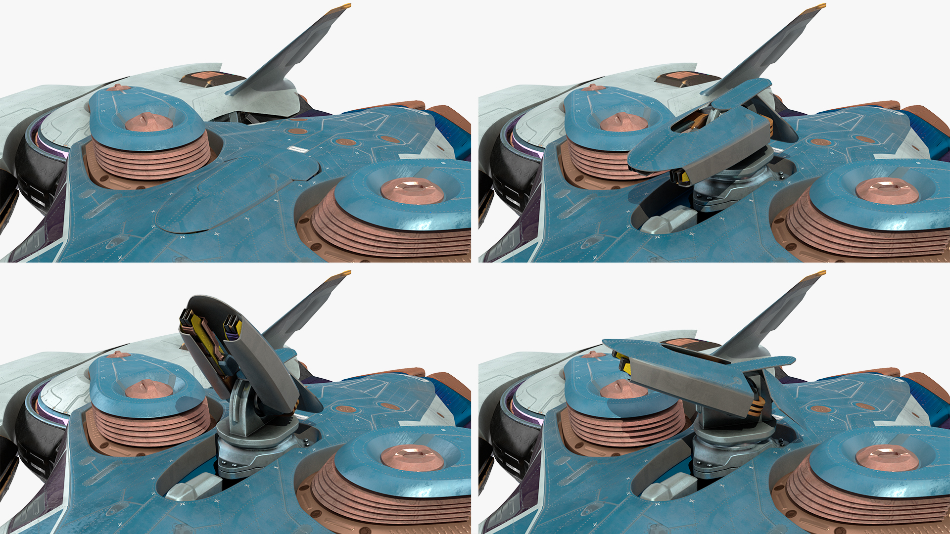 Sci Fi Fighter Jet Blue Rigged for Cinema 4D 3D model