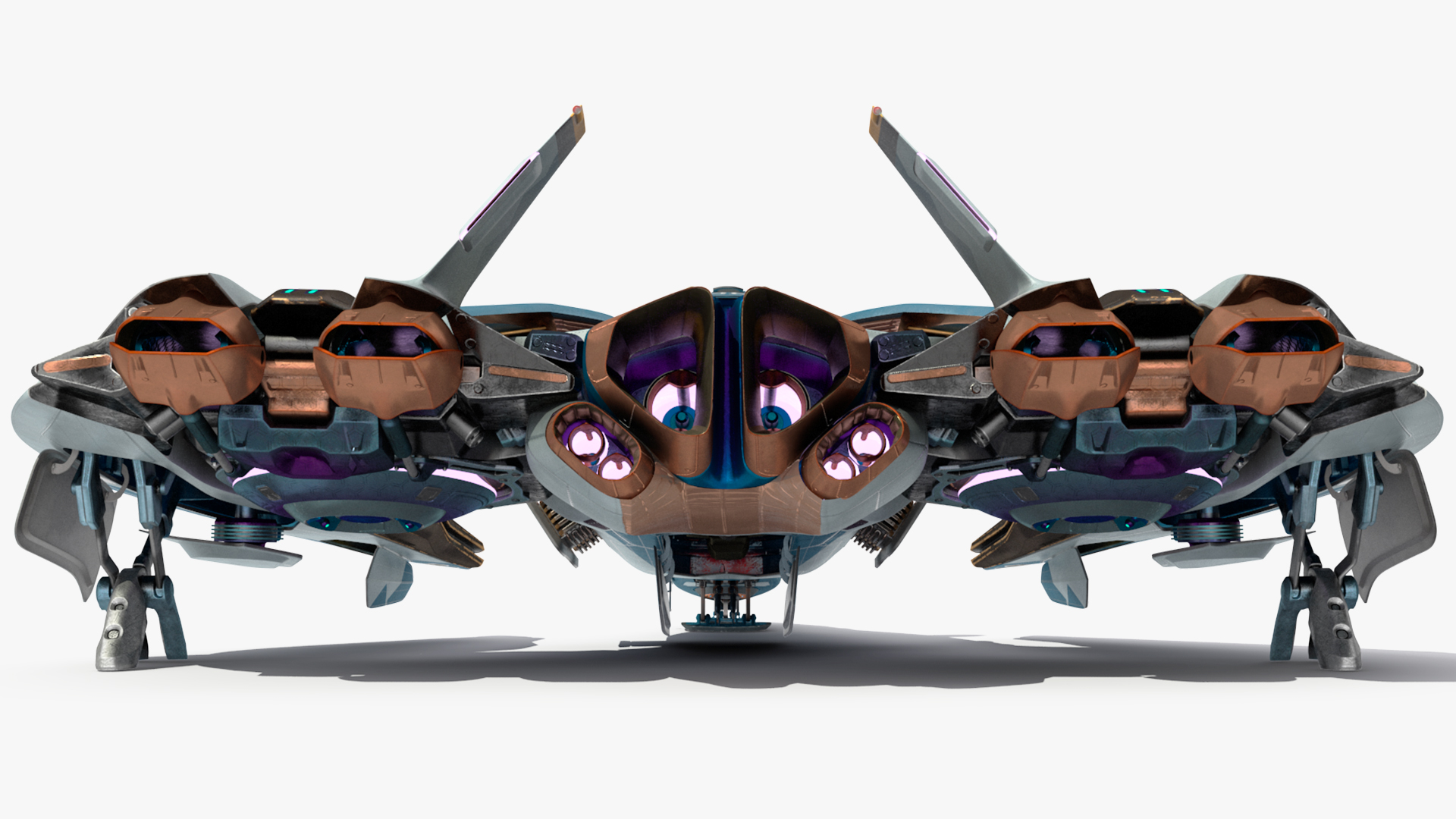 Sci Fi Fighter Jet Blue Rigged for Cinema 4D 3D model