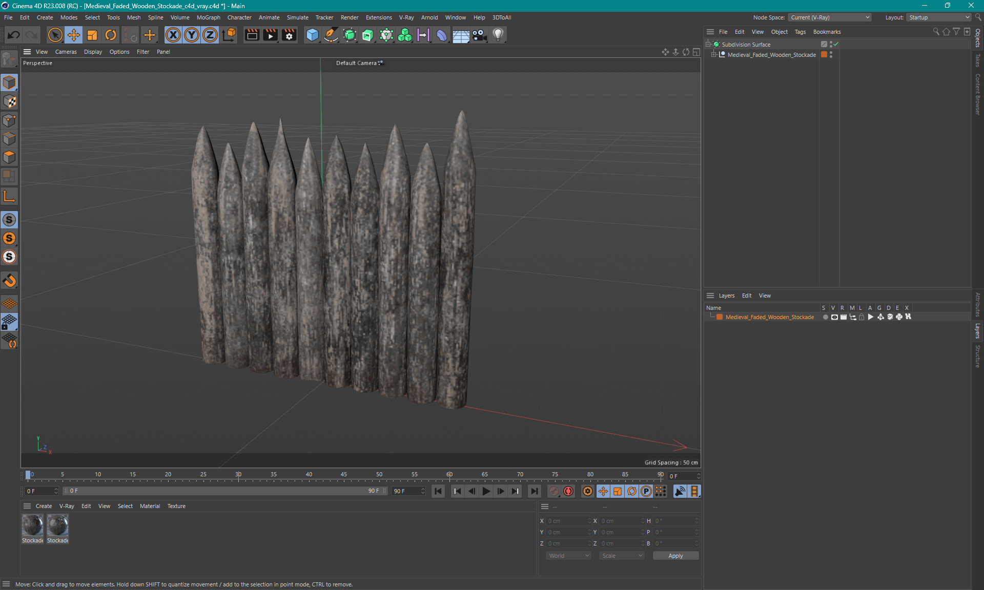 3D model Medieval Faded Wooden Stockade