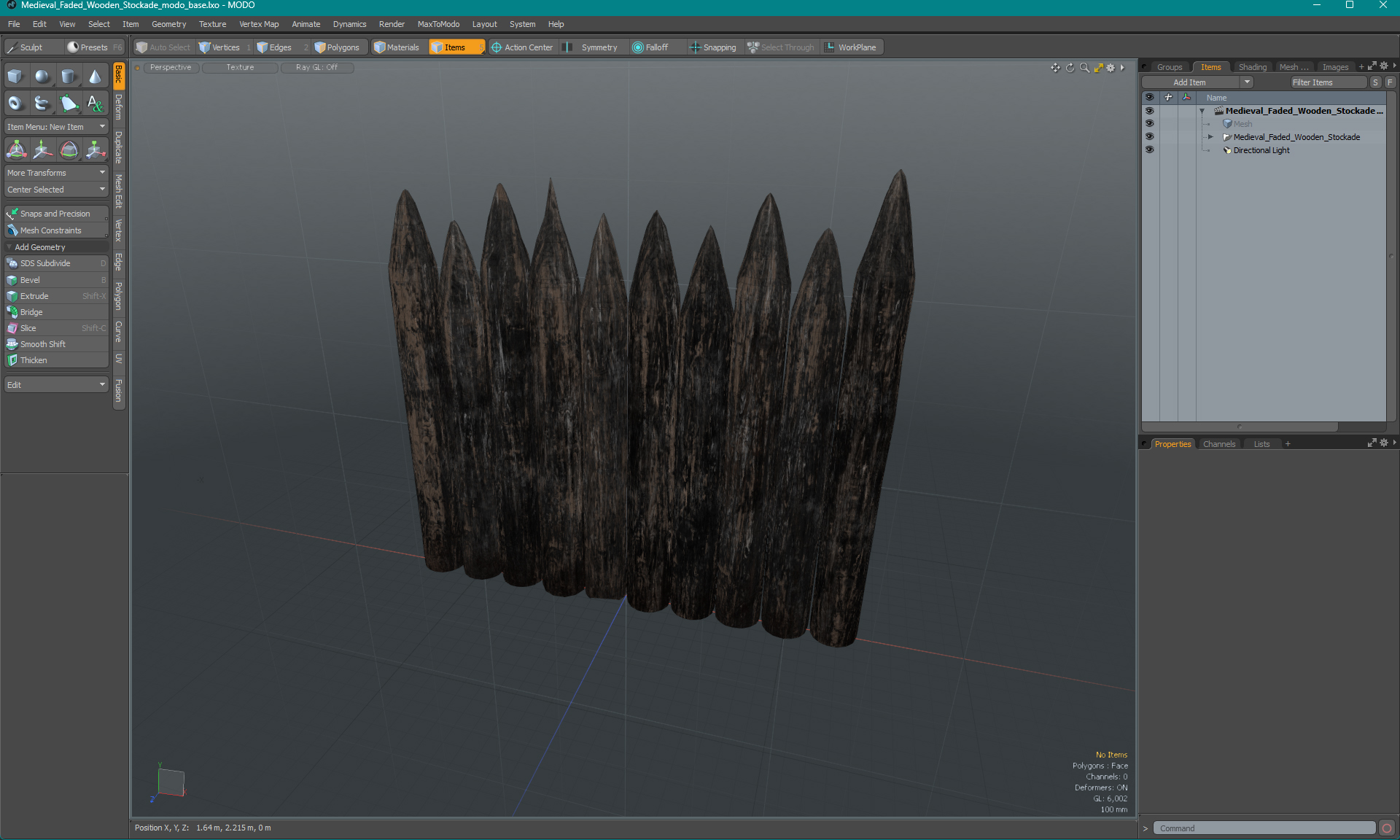 3D model Medieval Faded Wooden Stockade