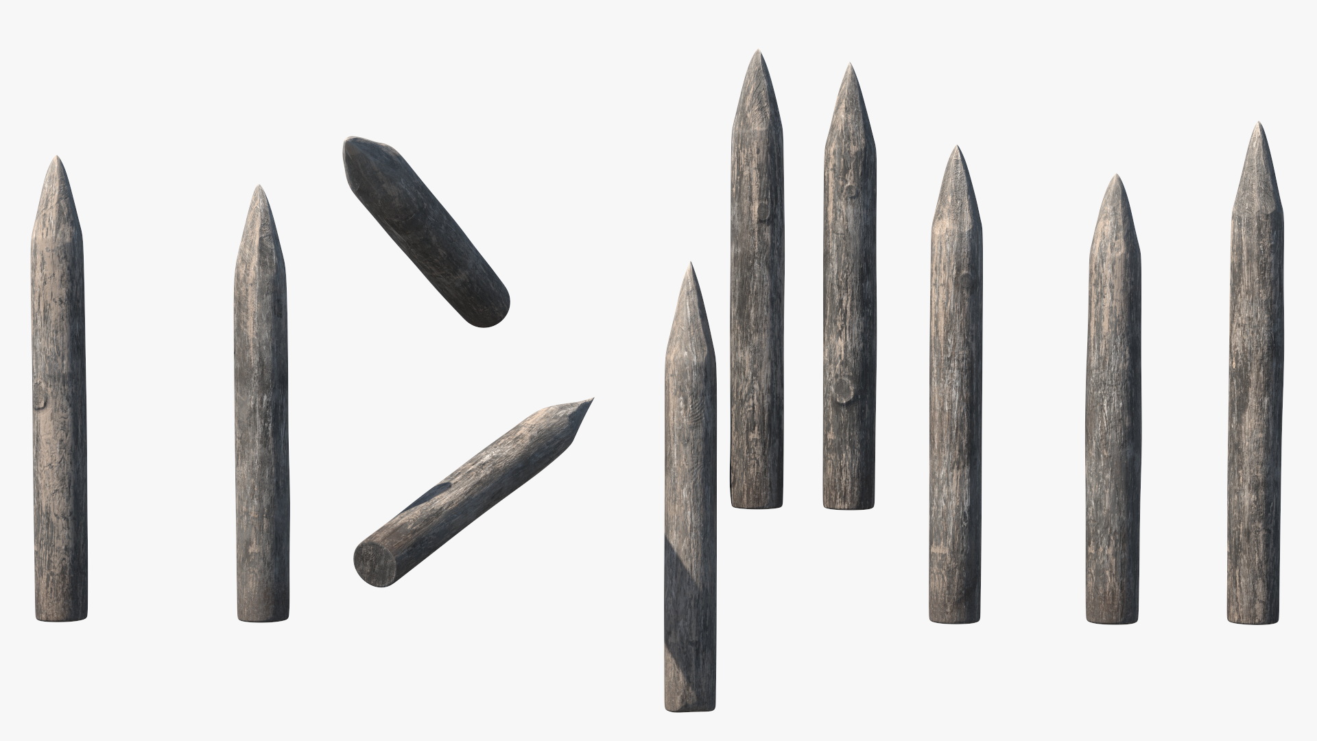 3D model Medieval Faded Wooden Stockade