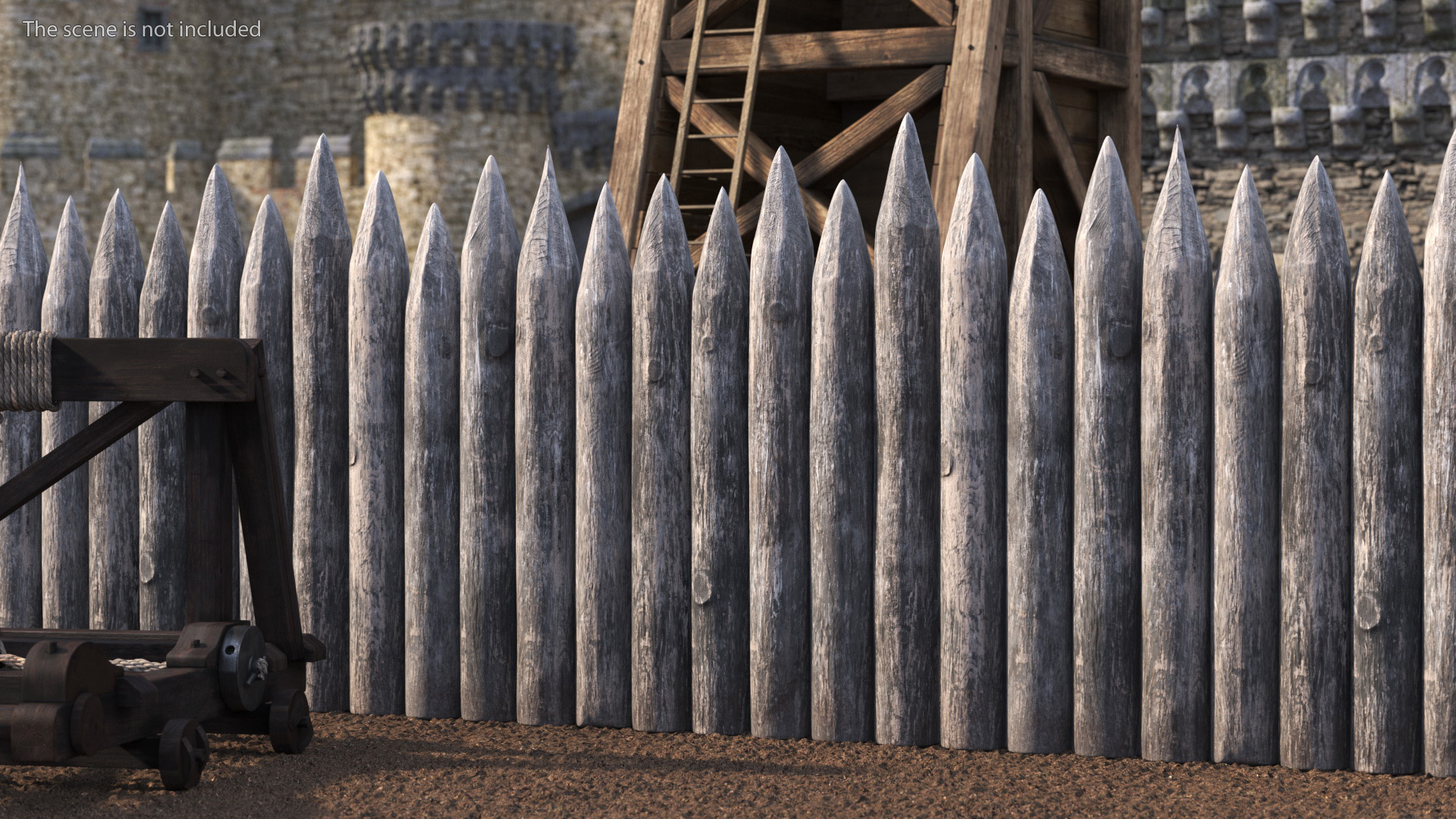 3D model Medieval Faded Wooden Stockade