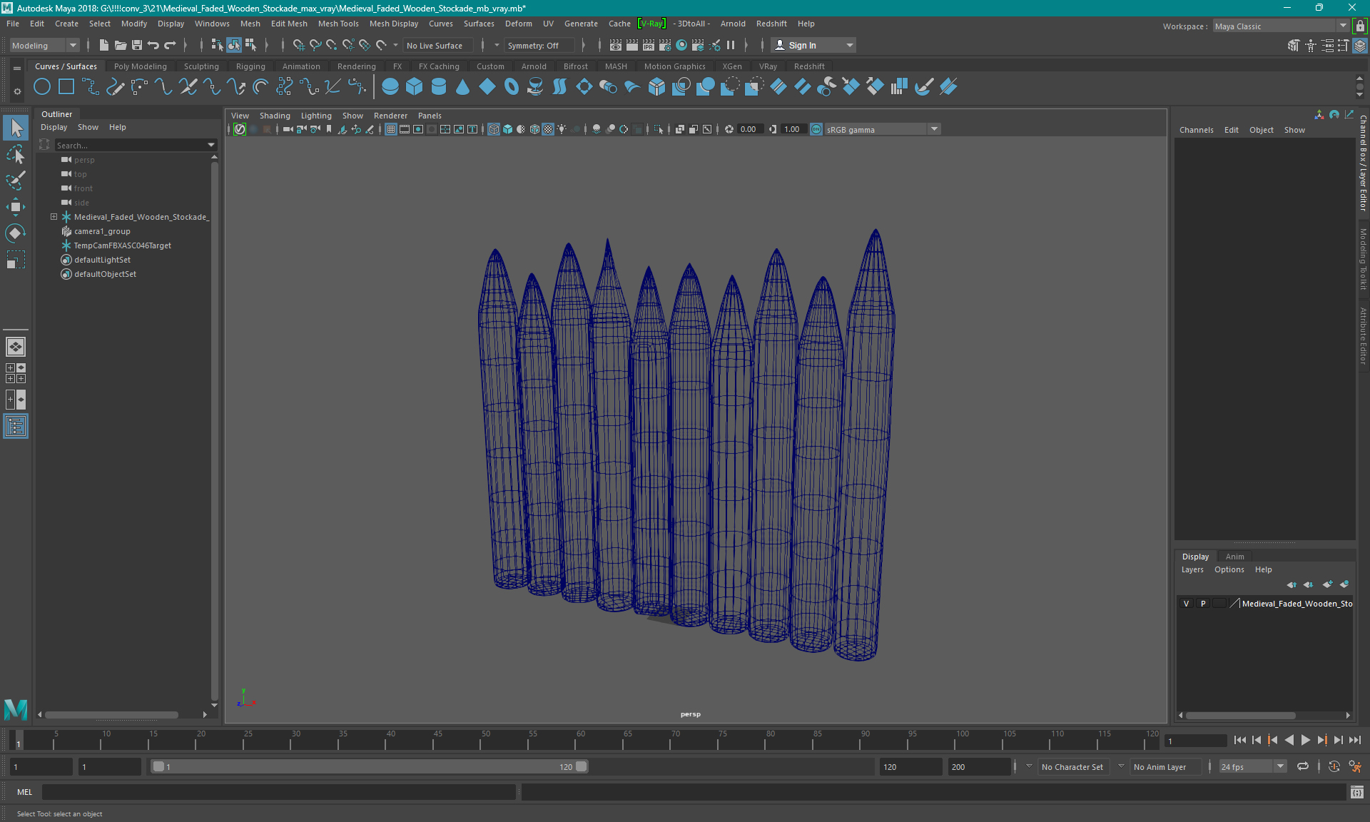3D model Medieval Faded Wooden Stockade