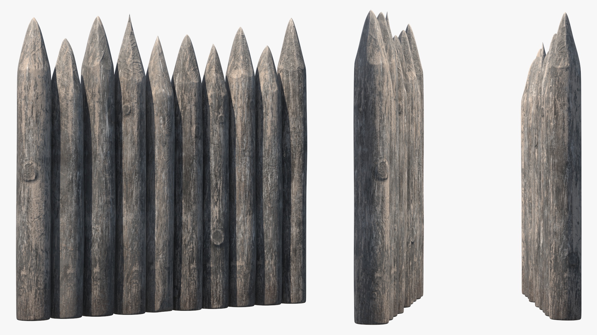 3D model Medieval Faded Wooden Stockade
