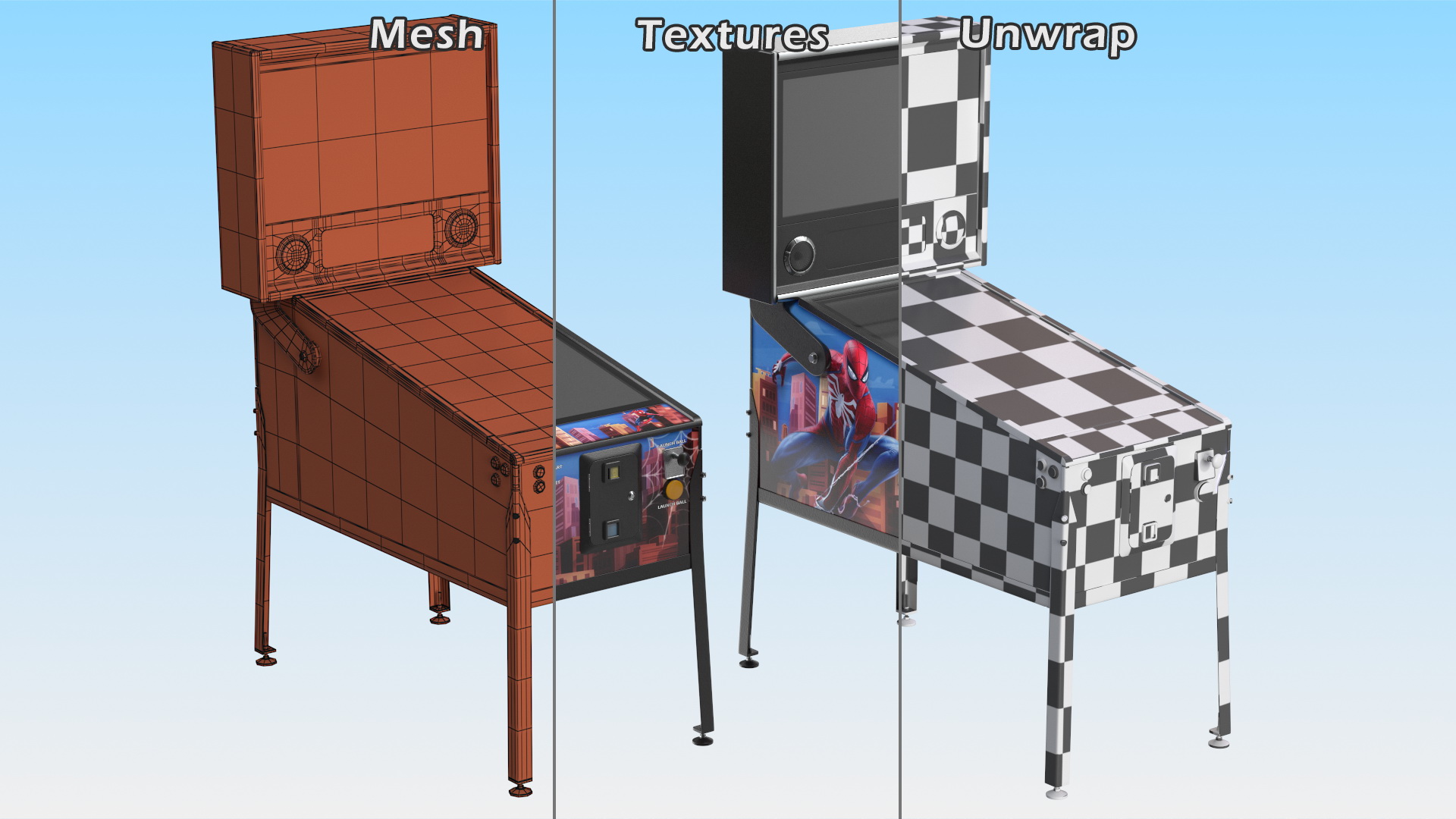 3D Classic Arcade Virtual Pinball Machine model