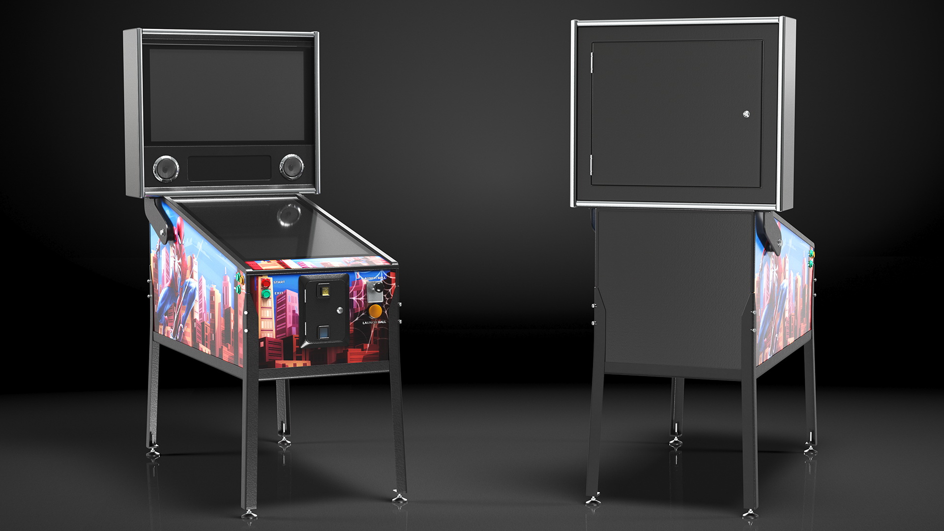 3D Classic Arcade Virtual Pinball Machine model