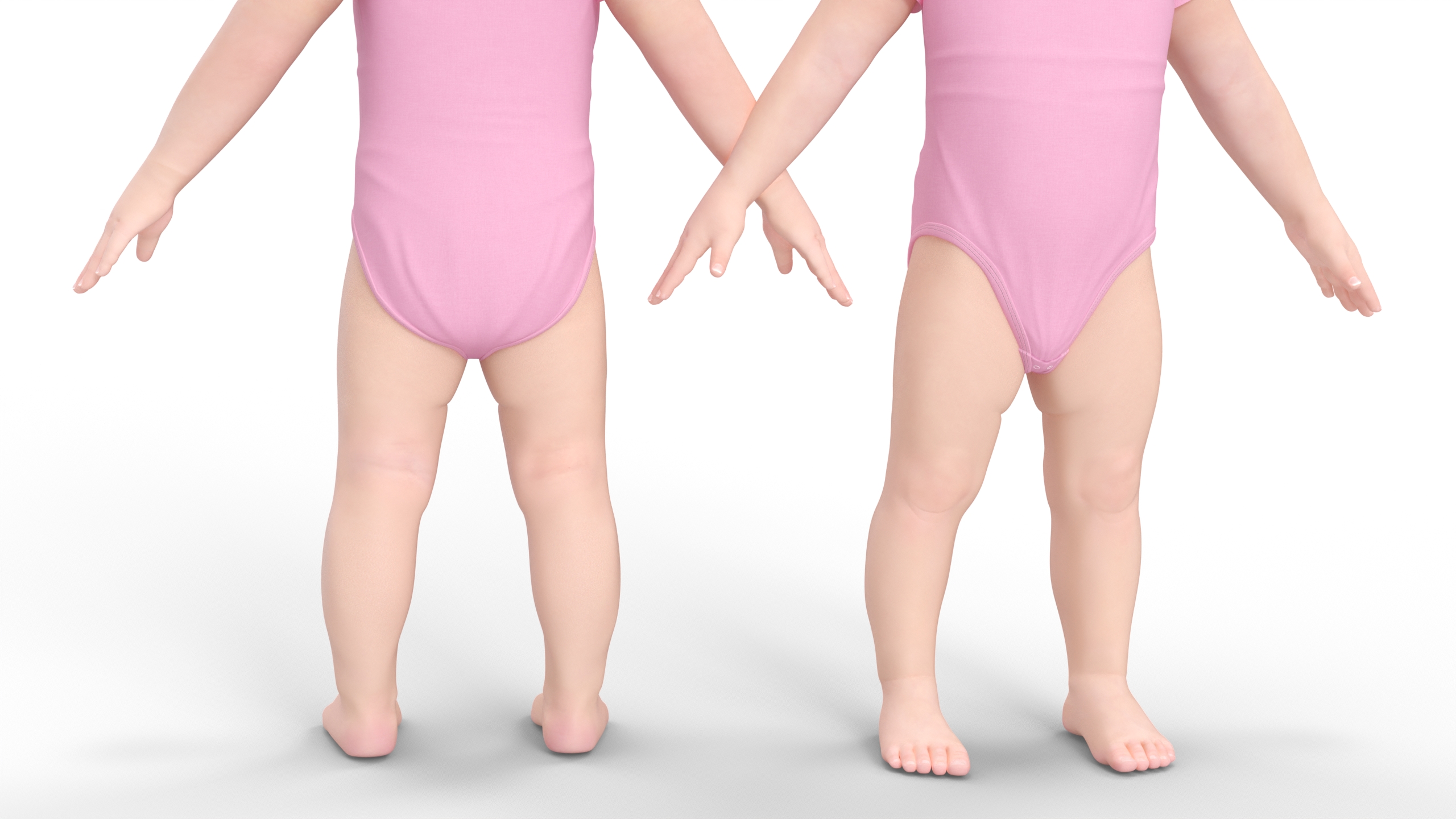 3D Baby Girl Wearing Bodysuit A-Pose model