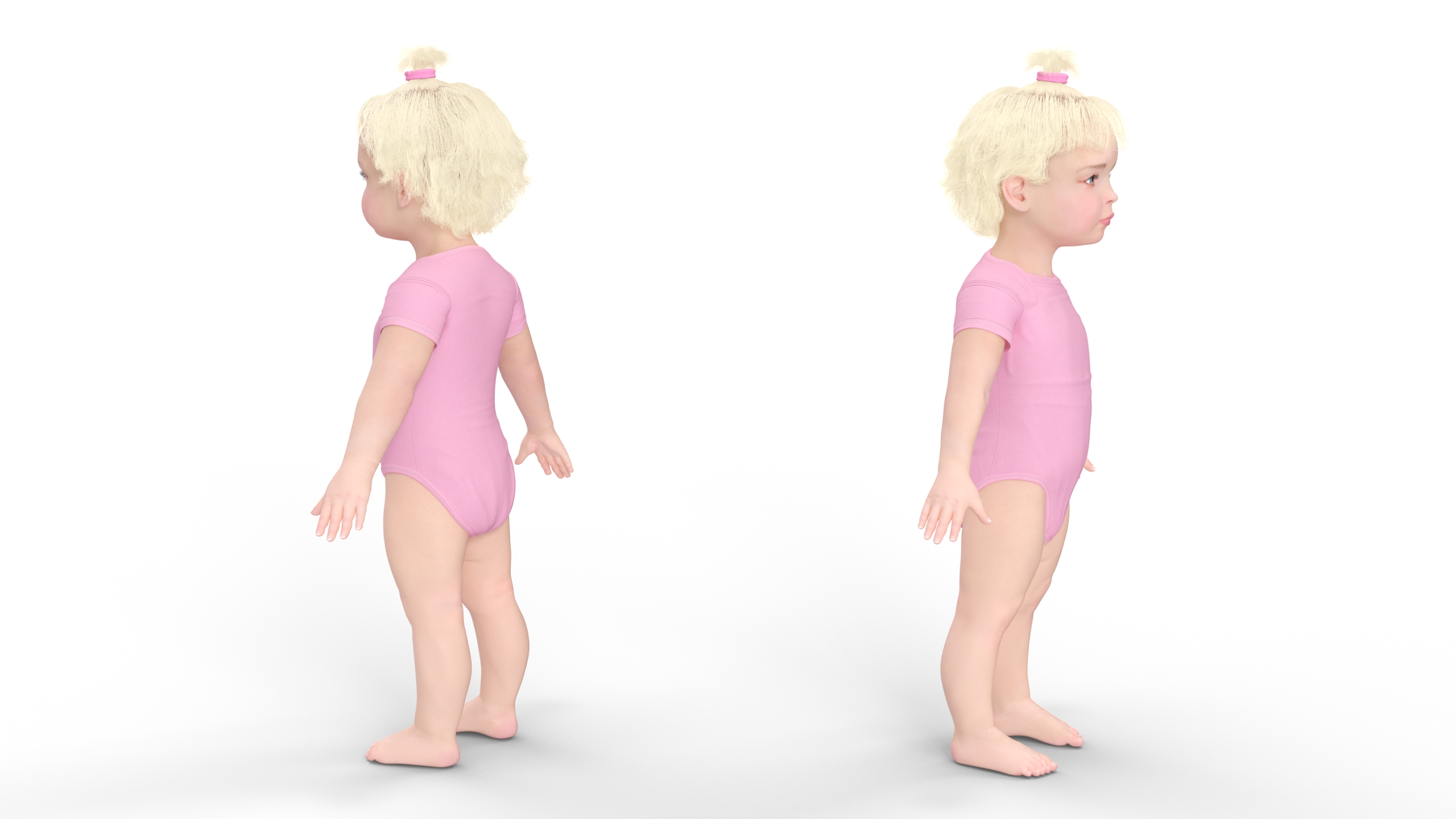 3D Baby Girl Wearing Bodysuit A-Pose model