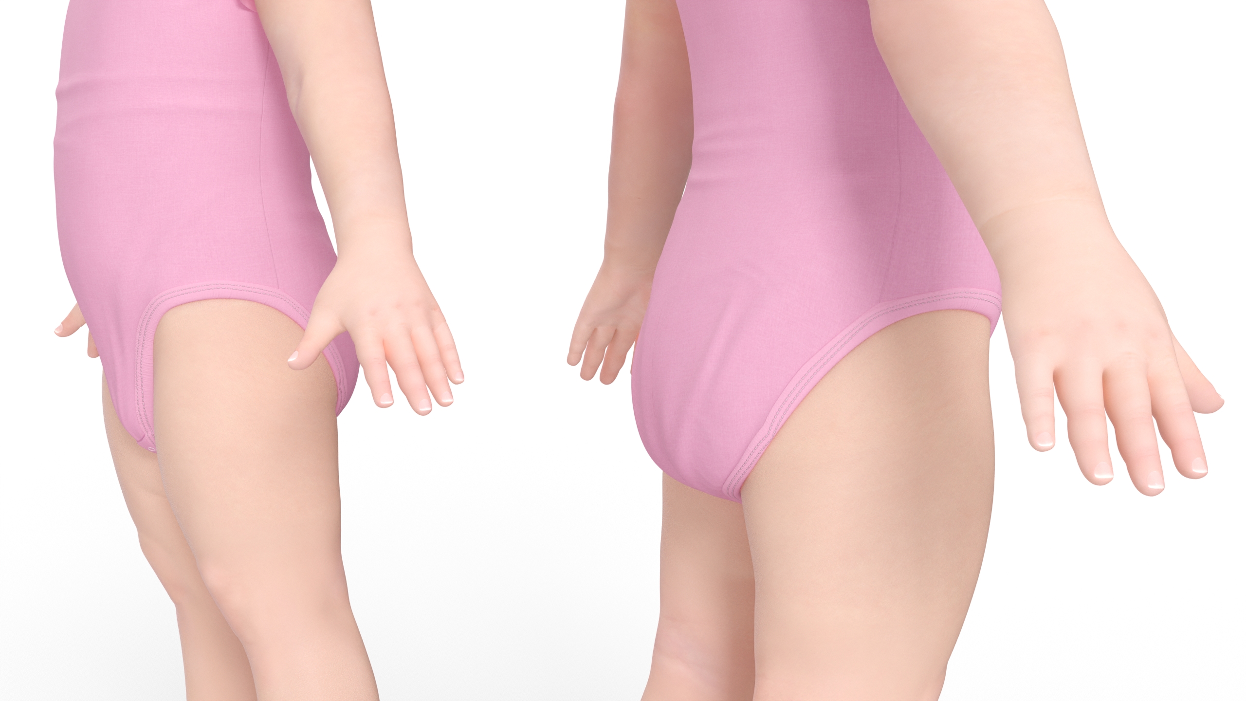 3D Baby Girl Wearing Bodysuit A-Pose model