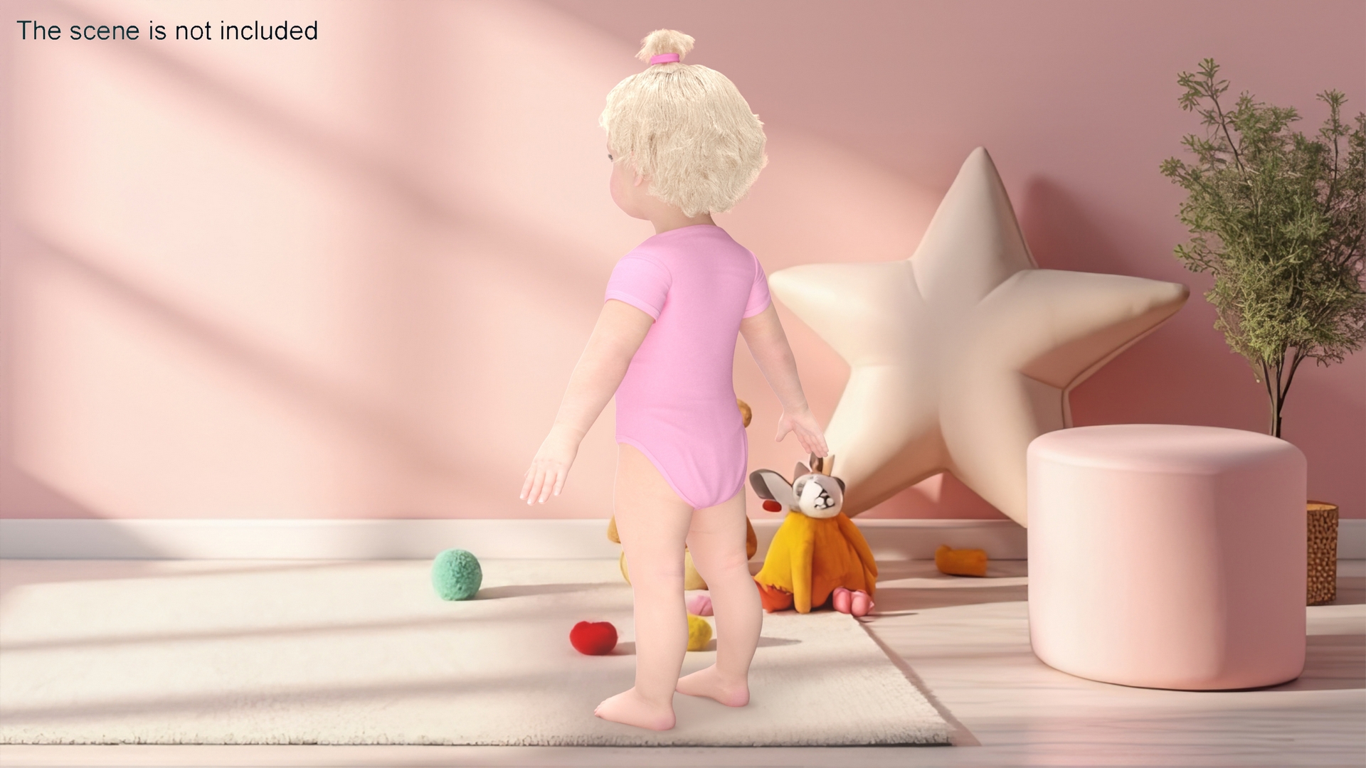 3D Baby Girl Wearing Bodysuit A-Pose model