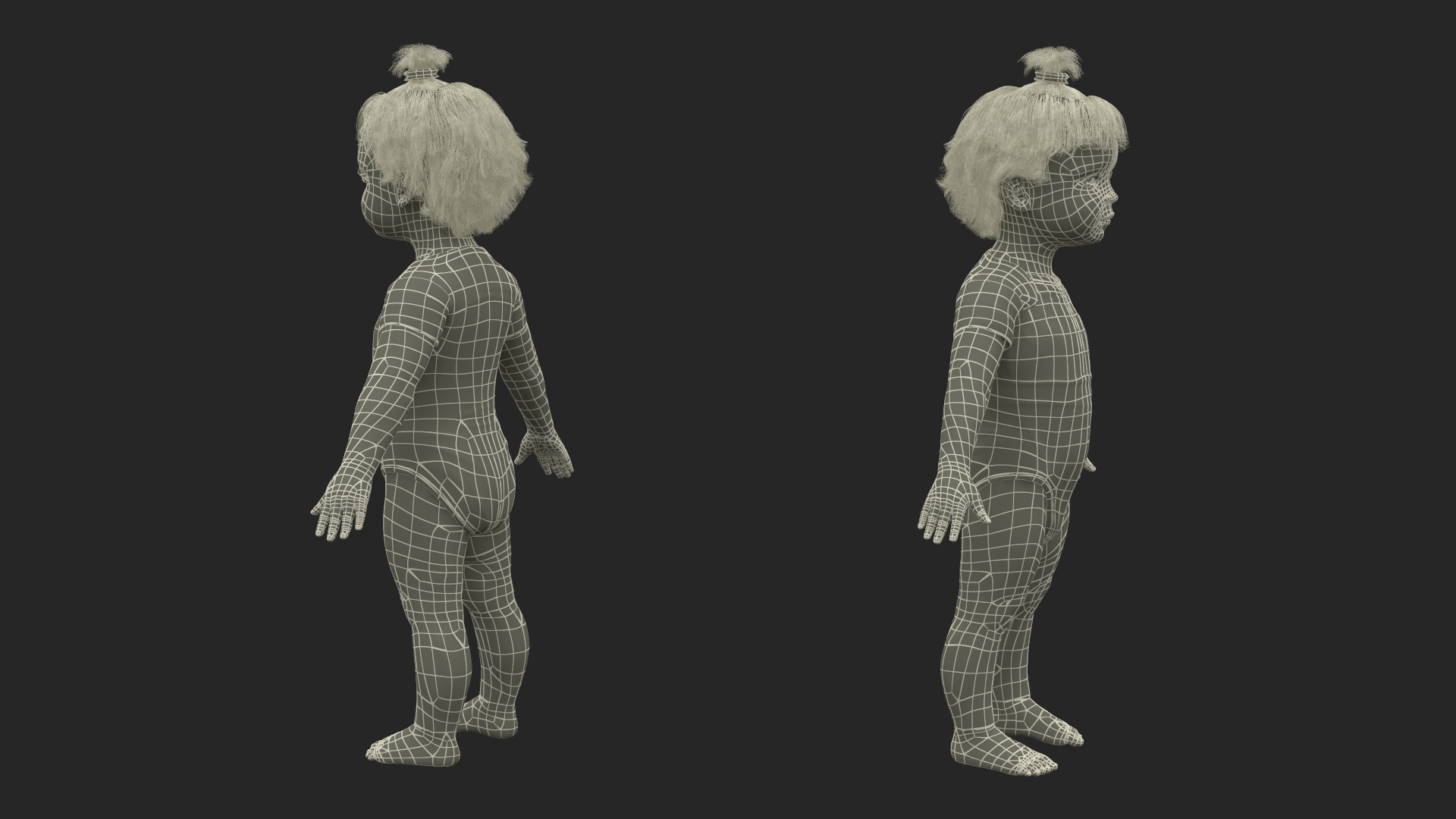 3D Baby Girl Wearing Bodysuit A-Pose model