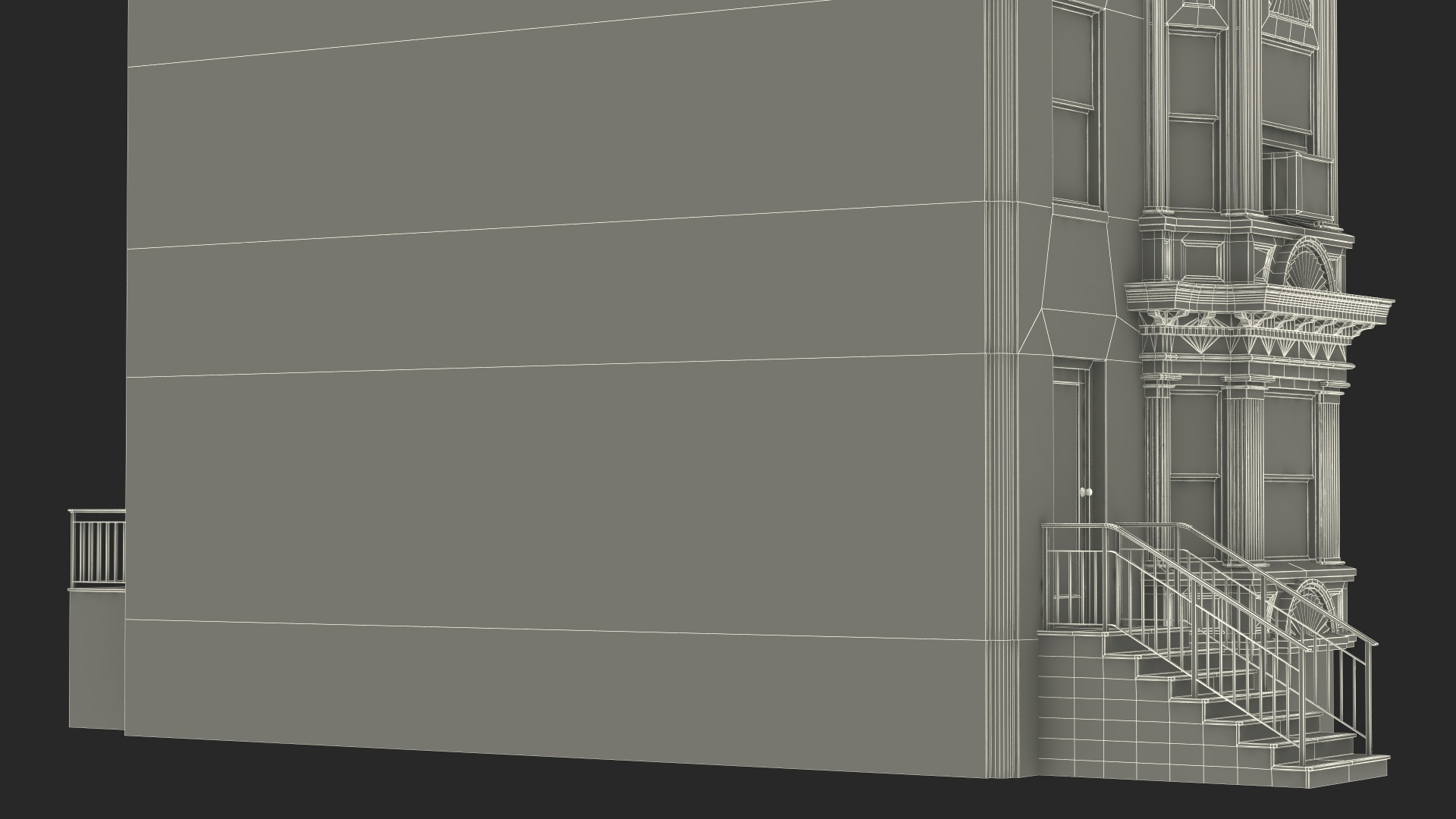 3D Brick Apartment Building with Blank Walls
