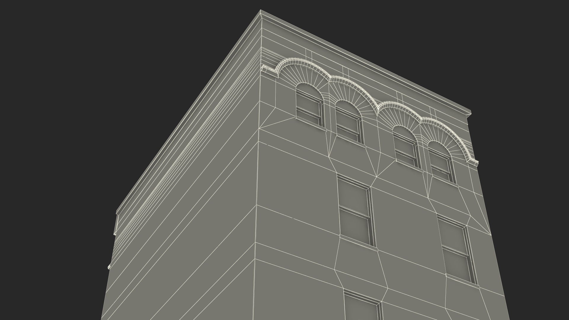 3D Brick Apartment Building with Blank Walls