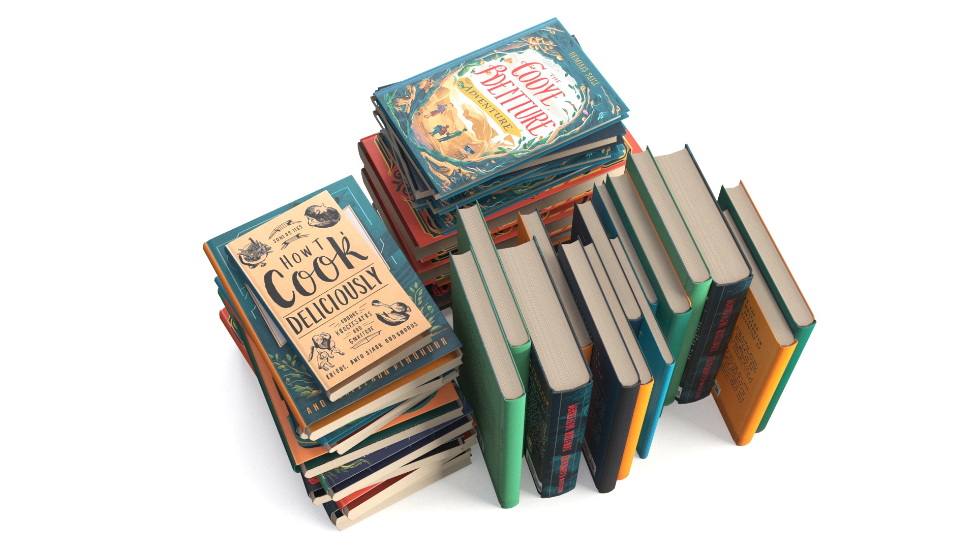 3D Books Stack