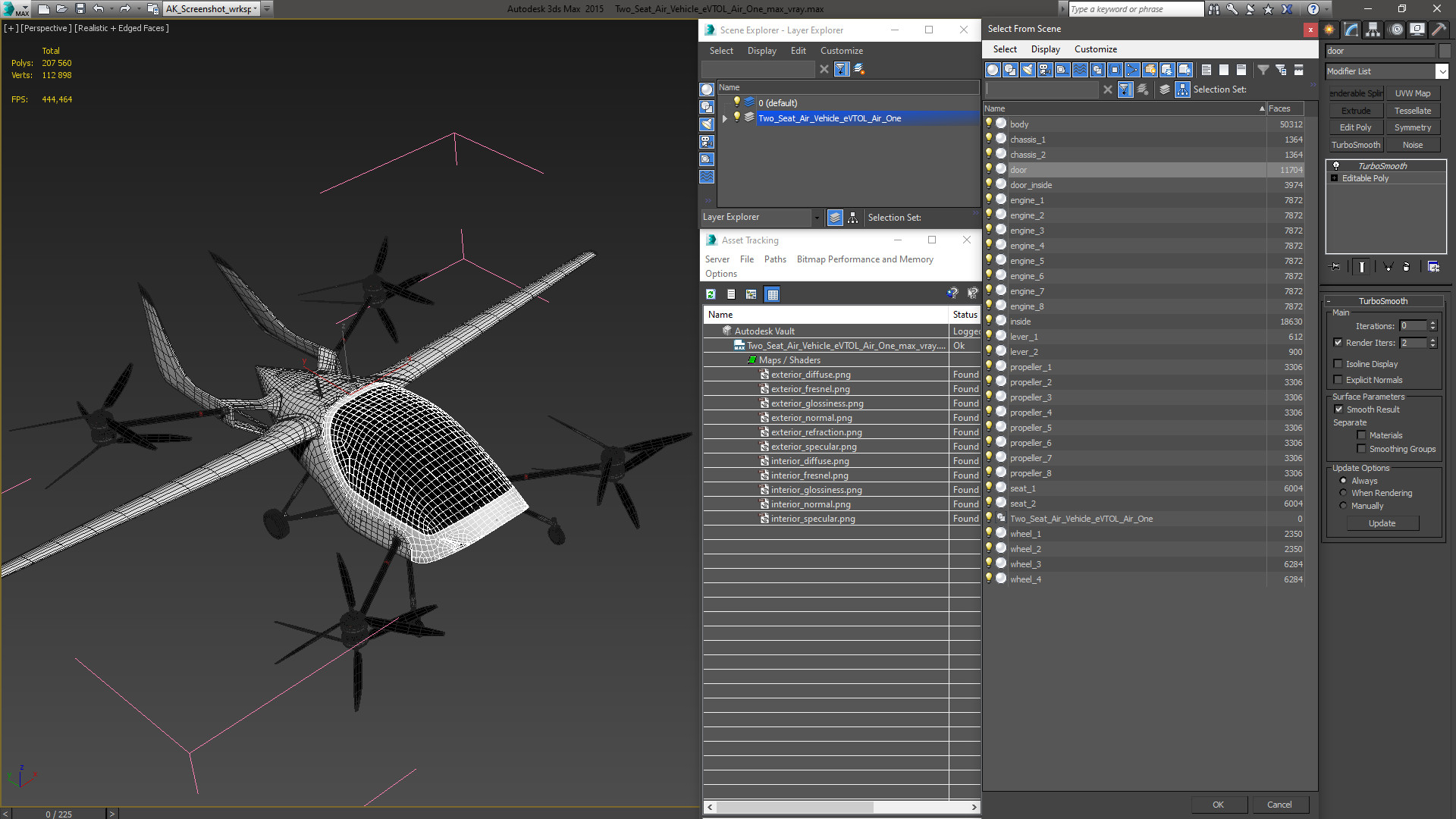 Two Seat Air Vehicle eVTOL Air One 3D model