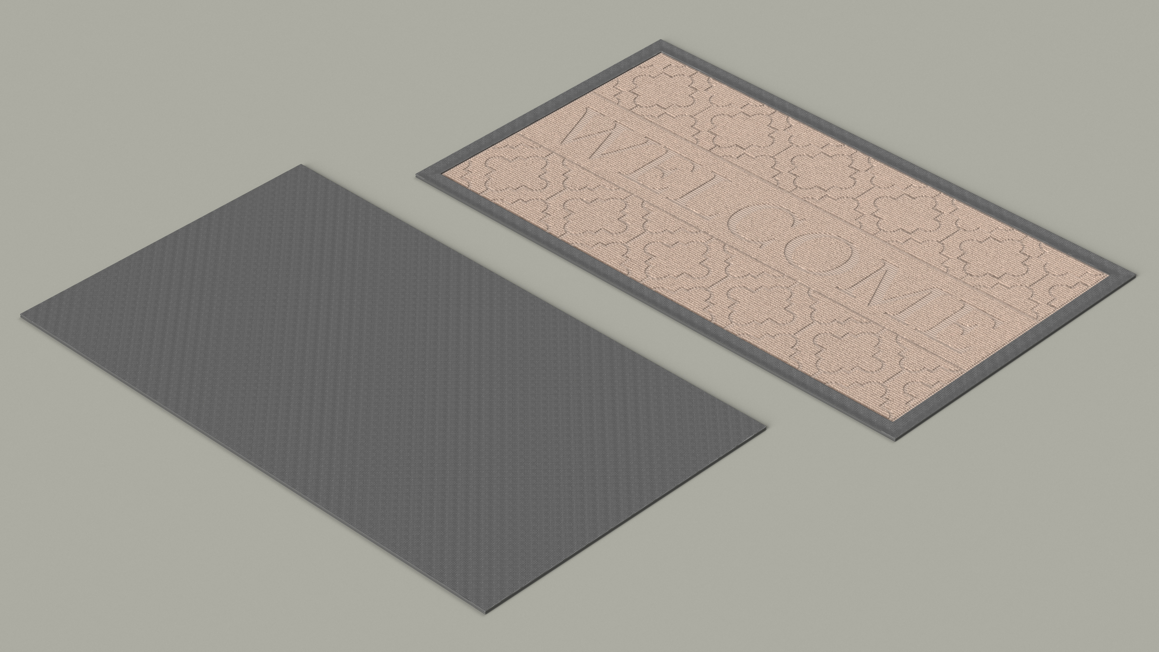 3D Brown Rectangular Door Mats Fur
