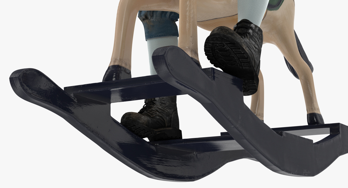 Vintage Boy Riding Rocking Horse 3D