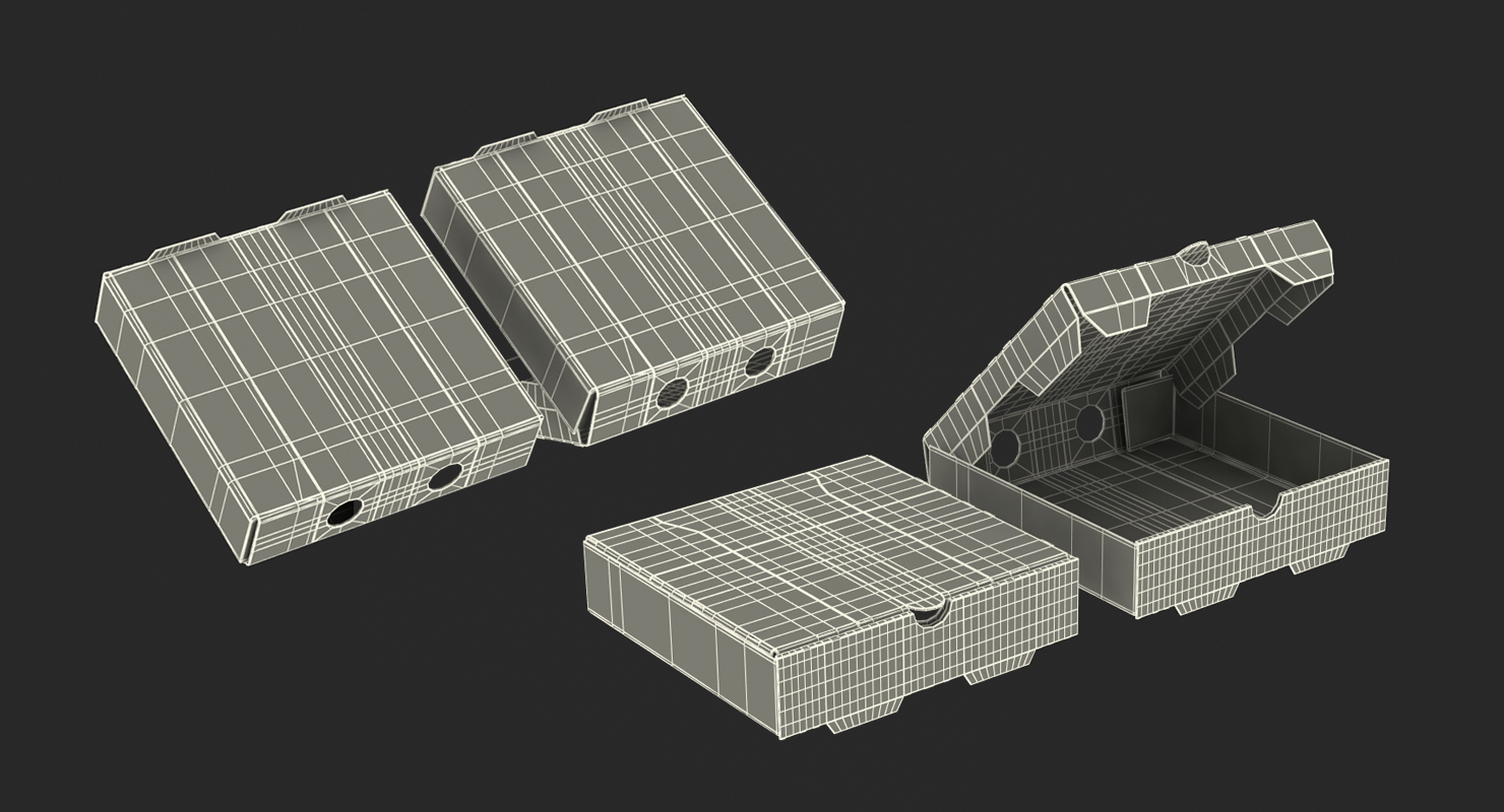 Paper Pizza Boxes 3D