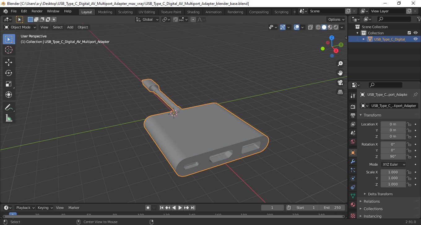 USB Type C Digital AV Multiport Adapter 3D model