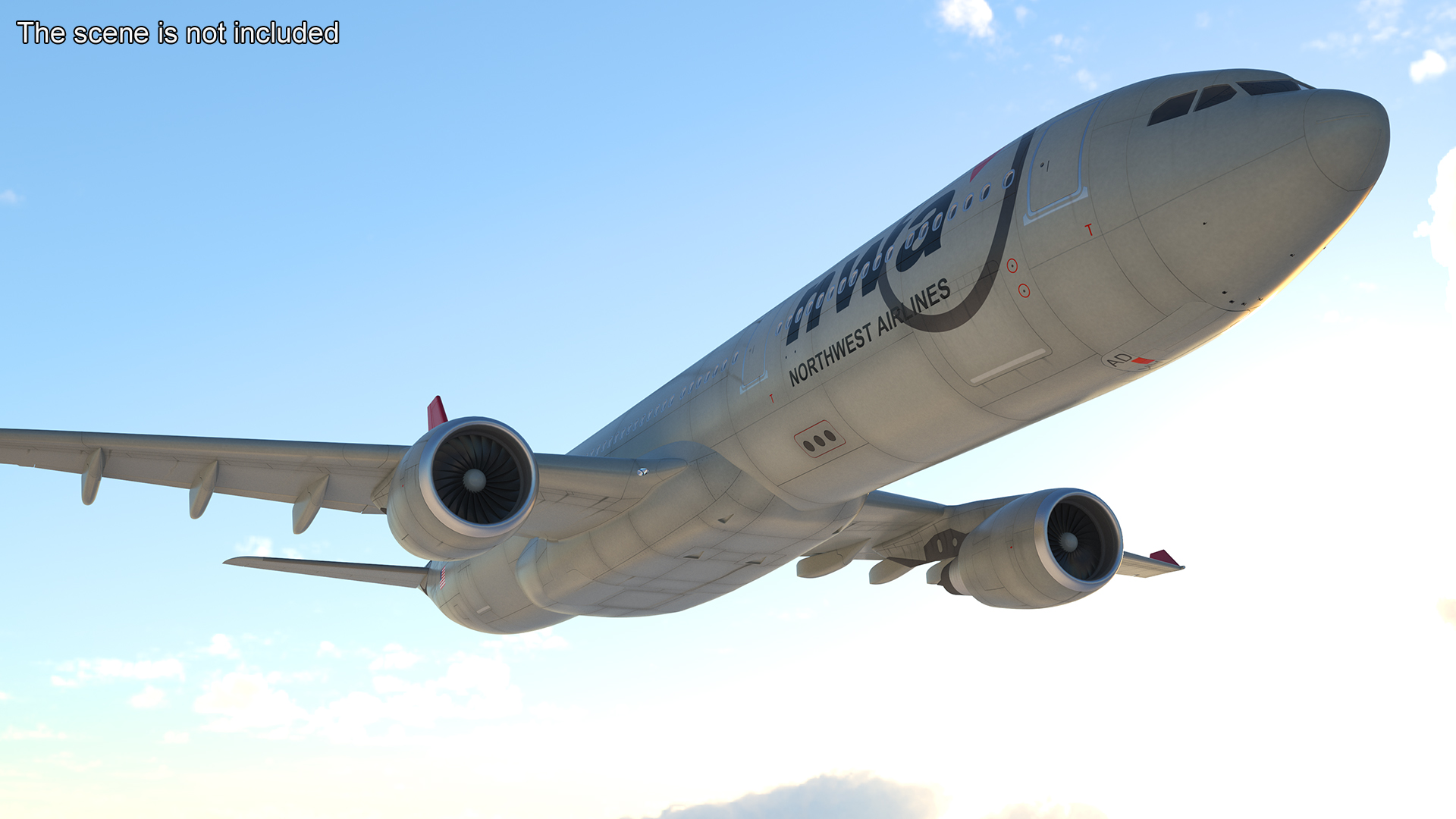 3D Commercial Airliner Airbus A330-300 Northwest Airlines Rigged