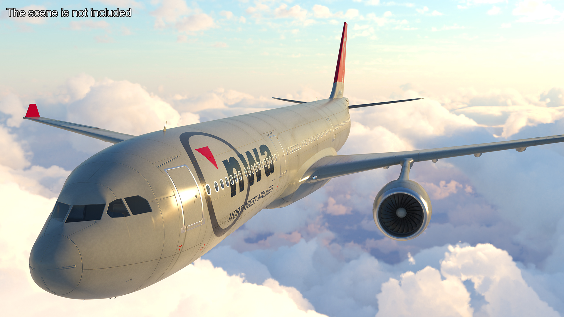 3D Commercial Airliner Airbus A330-300 Northwest Airlines Rigged