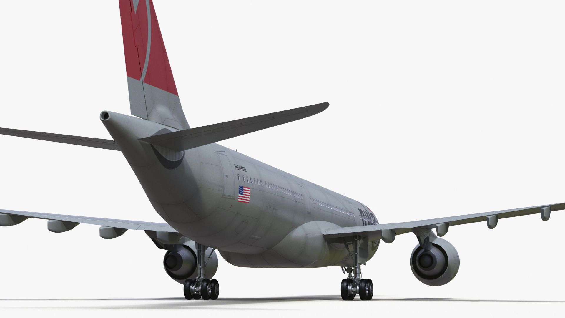 3D Commercial Airliner Airbus A330-300 Northwest Airlines Rigged