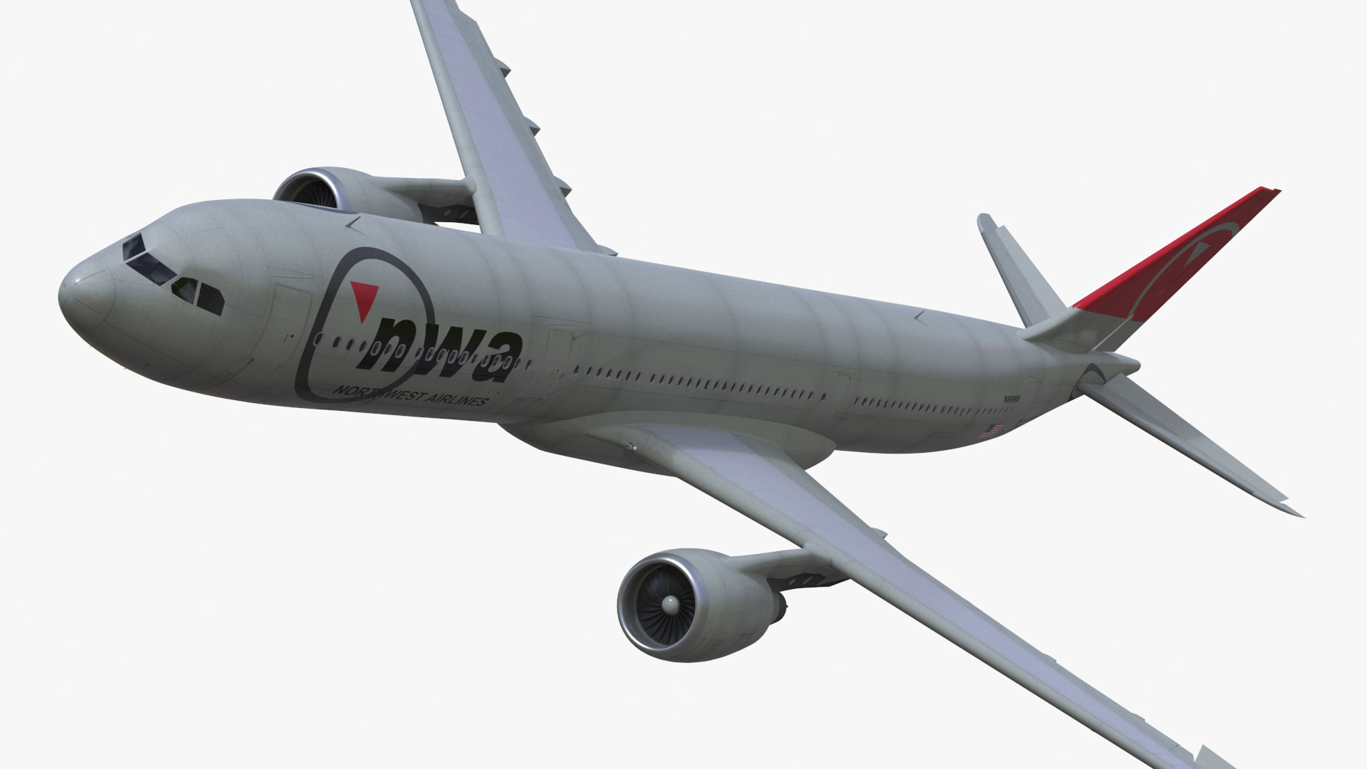 3D Commercial Airliner Airbus A330-300 Northwest Airlines Rigged