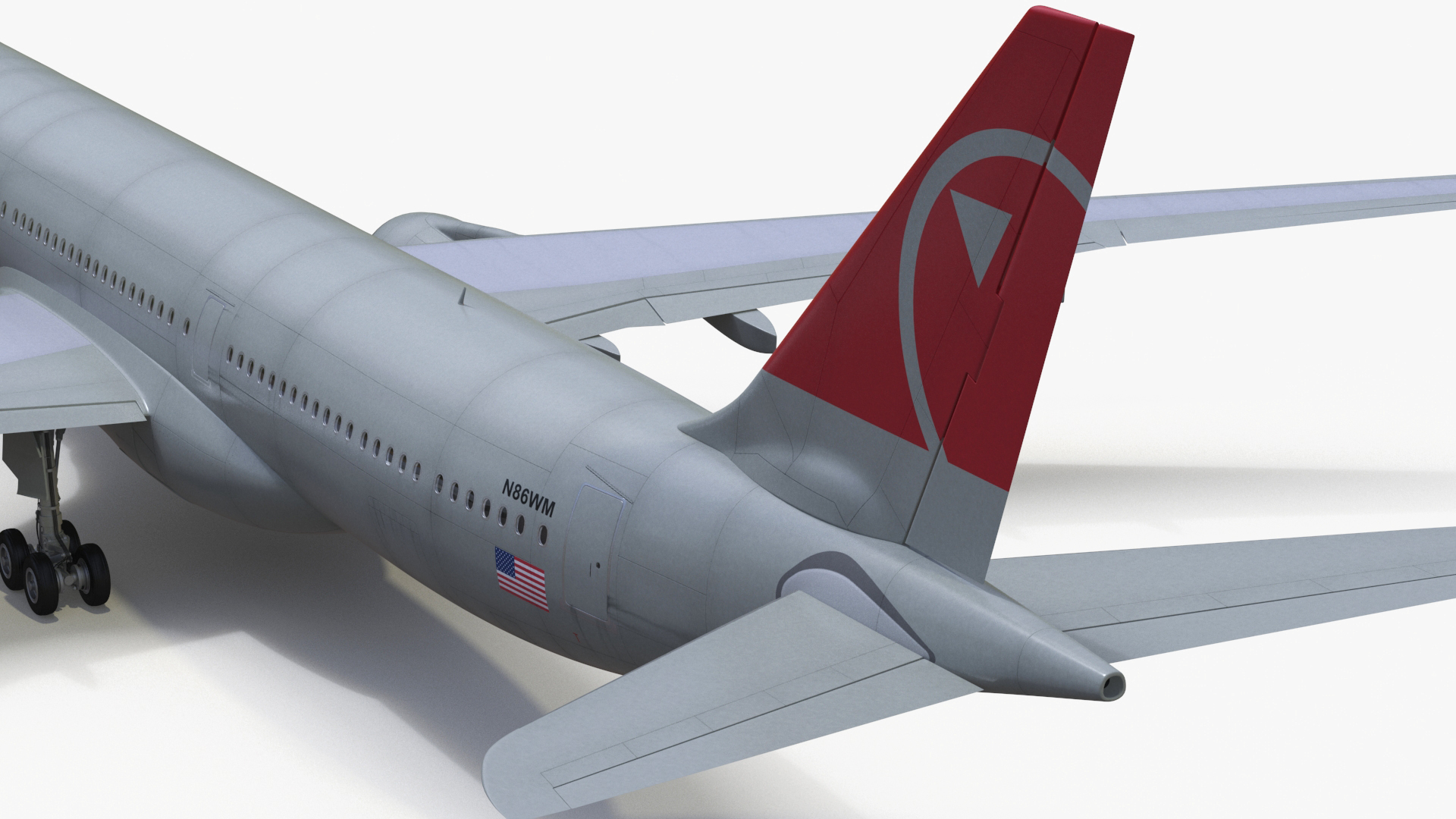 3D Commercial Airliner Airbus A330-300 Northwest Airlines Rigged