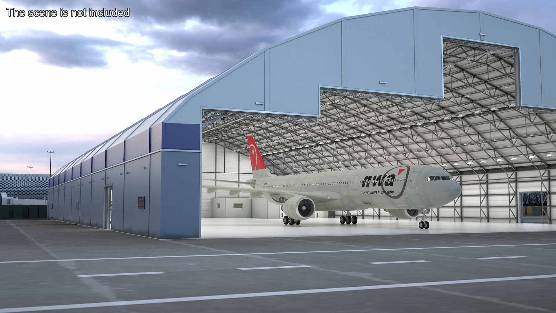 3D Commercial Airliner Airbus A330-300 Northwest Airlines Rigged