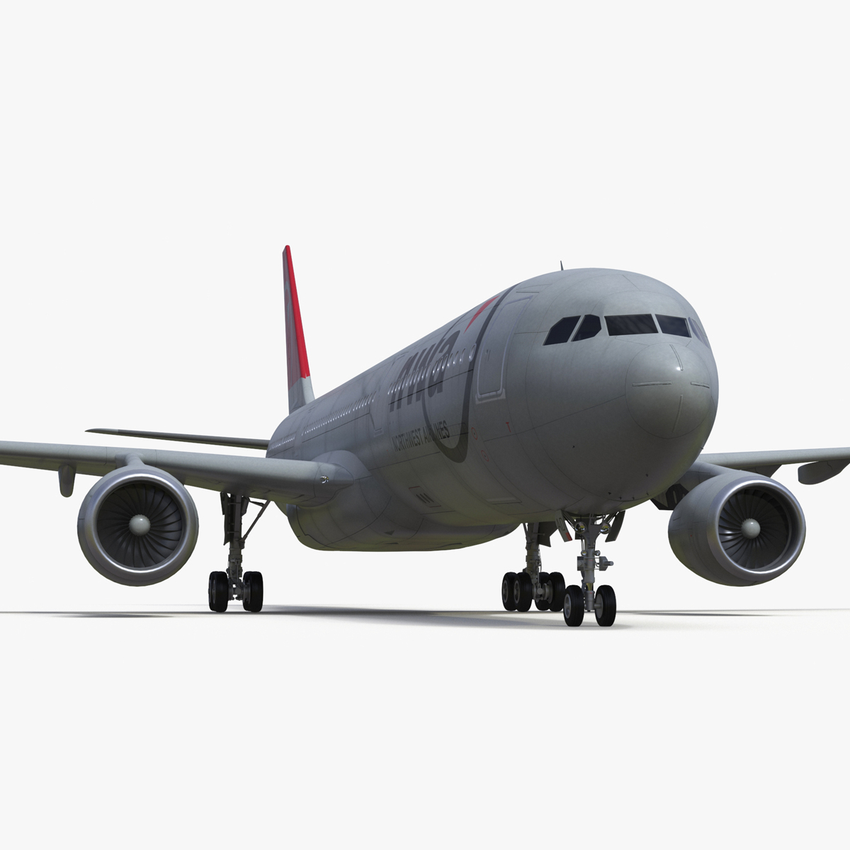 3D Commercial Airliner Airbus A330-300 Northwest Airlines Rigged