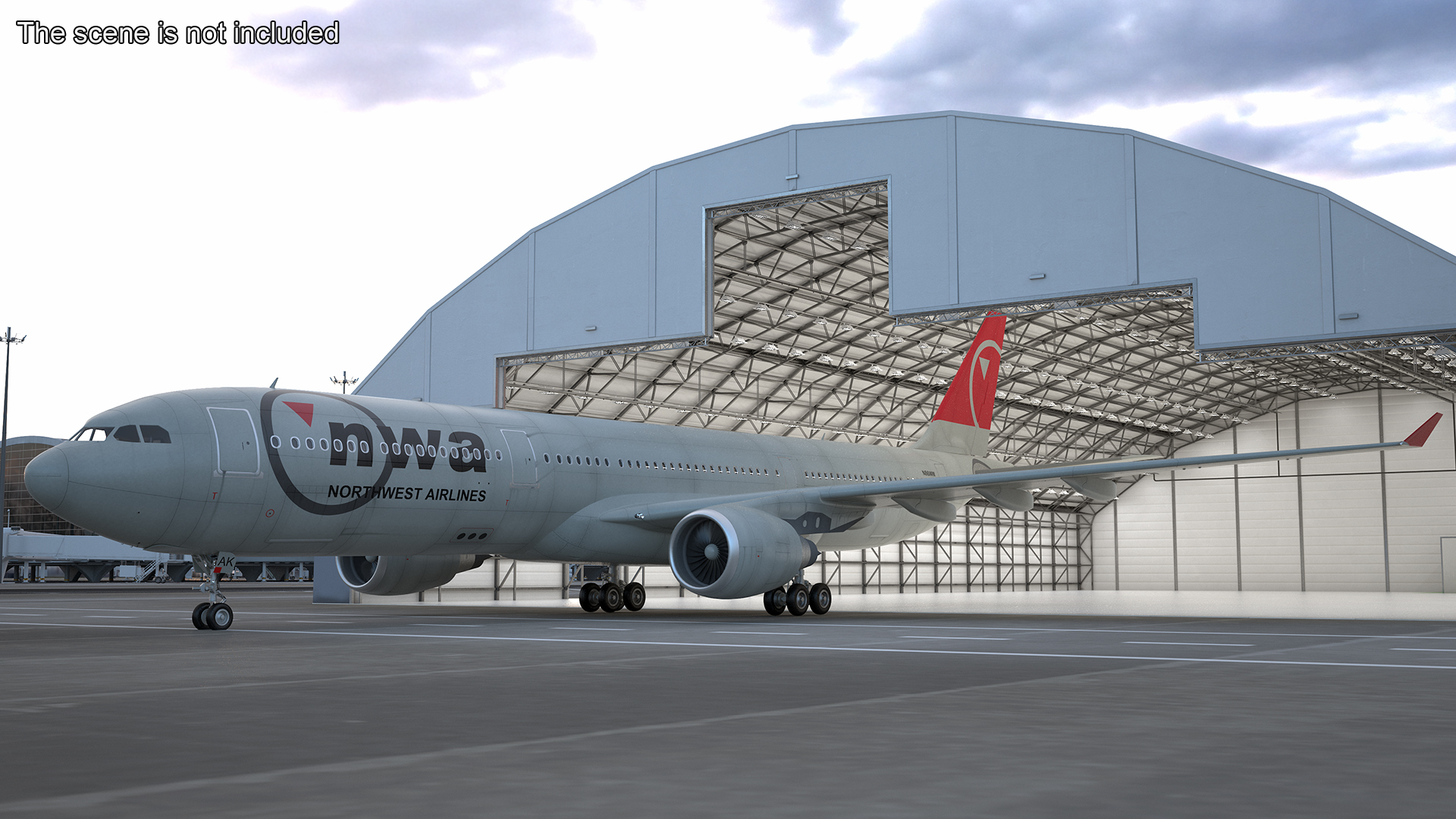 3D Commercial Airliner Airbus A330-300 Northwest Airlines Rigged