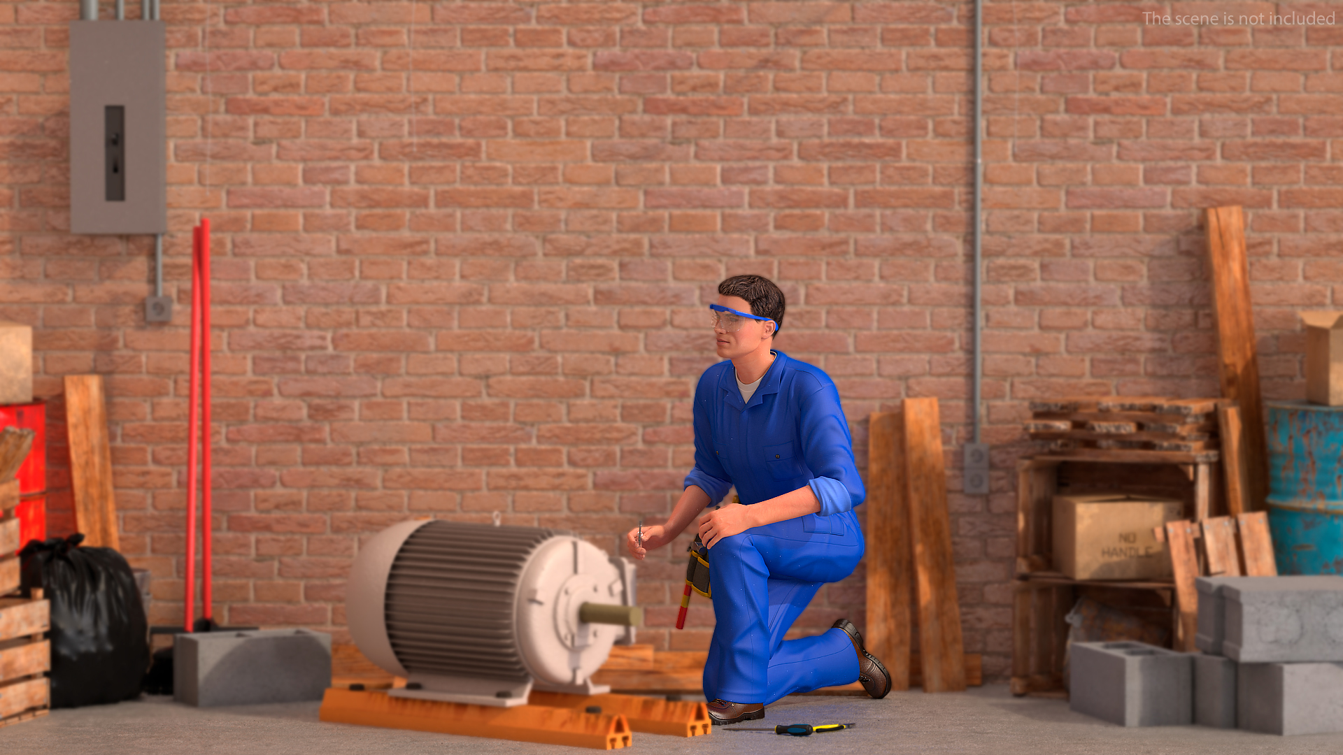 Electrician Inspecting Pose 3D