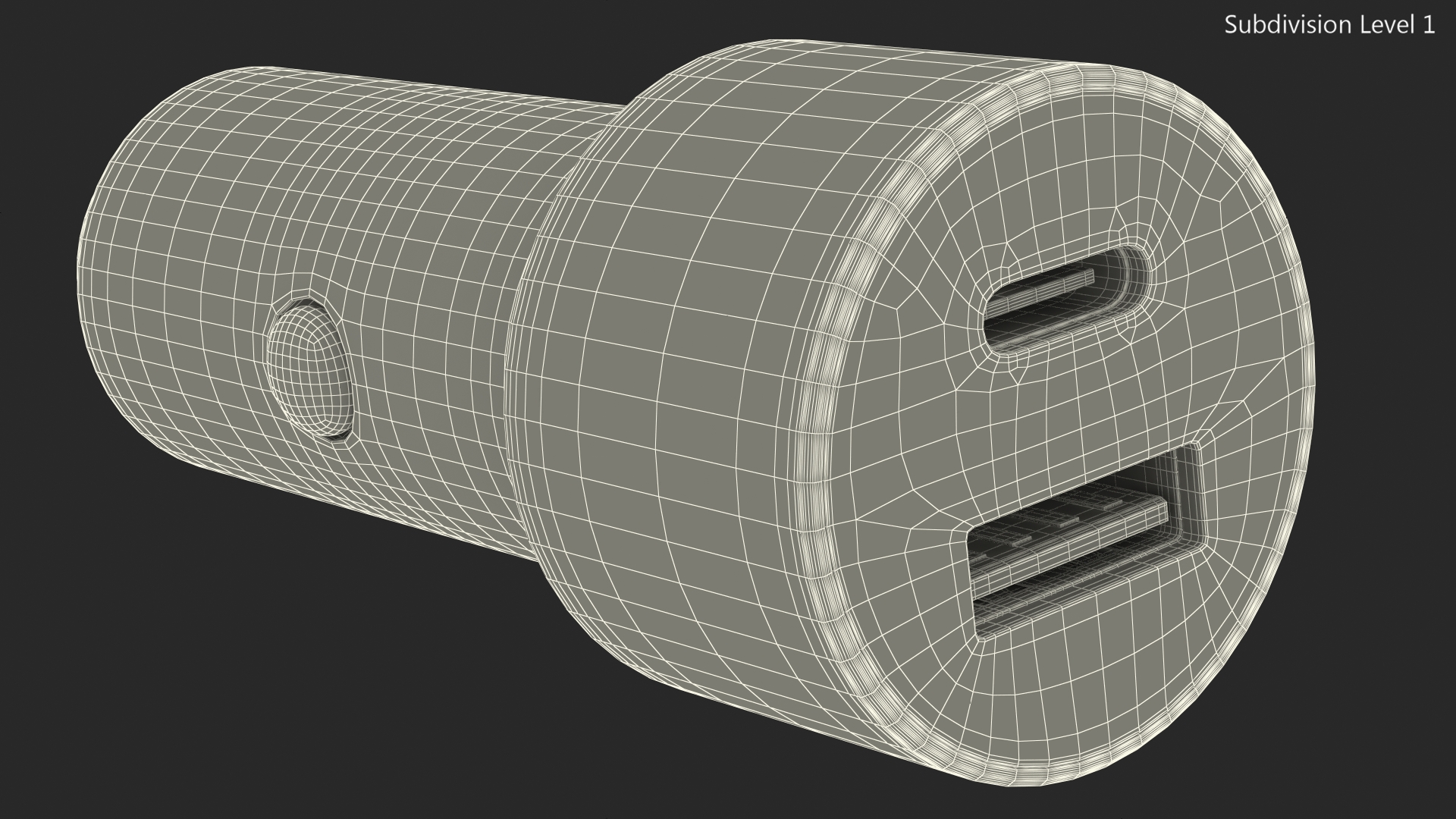 3D USB Type A and C Car Charger model