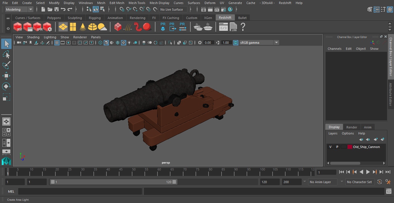 3D model Old Ship Cannon