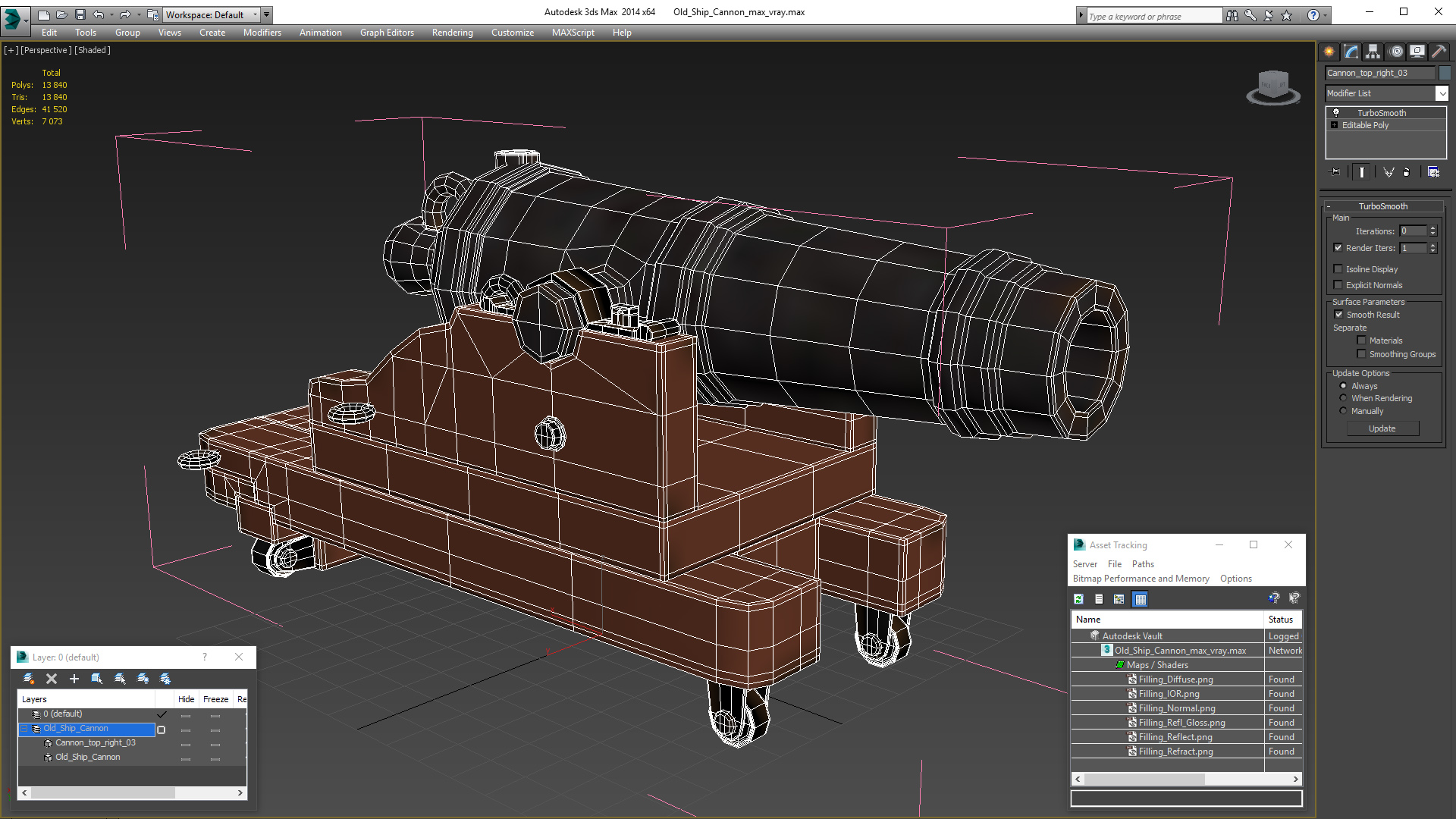3D model Old Ship Cannon