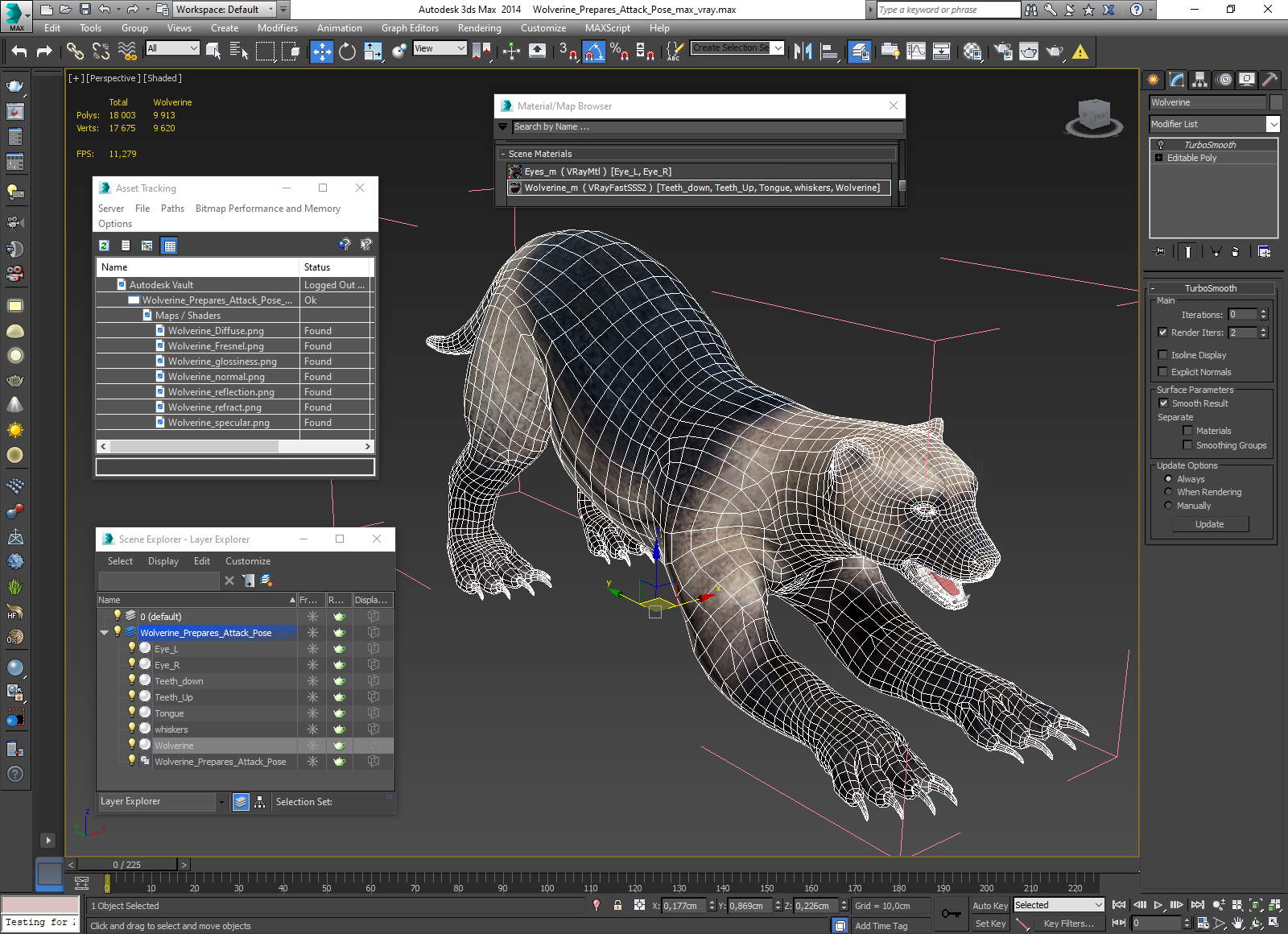 3D model Wolverine Prepares Attack Pose