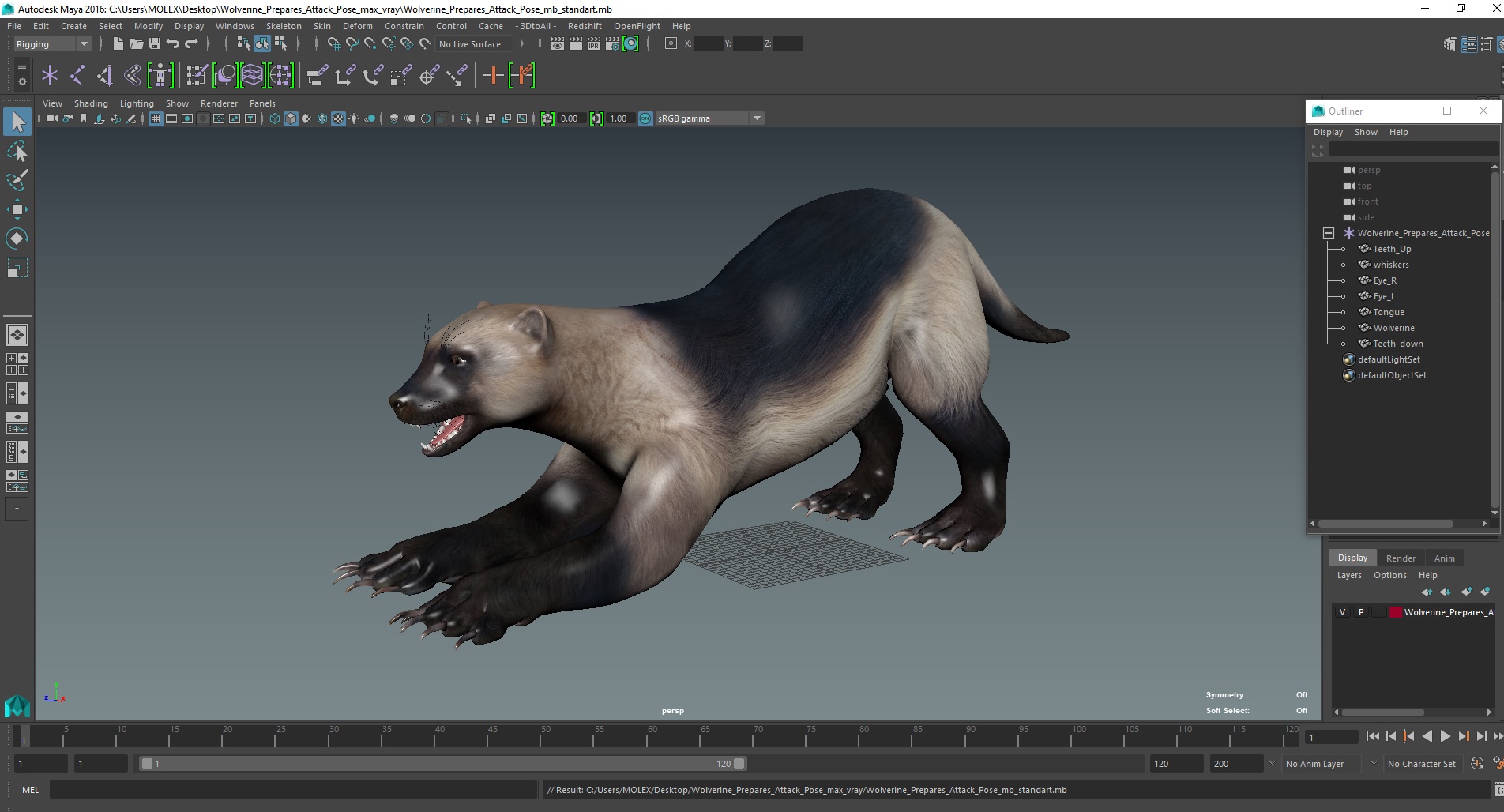 3D model Wolverine Prepares Attack Pose