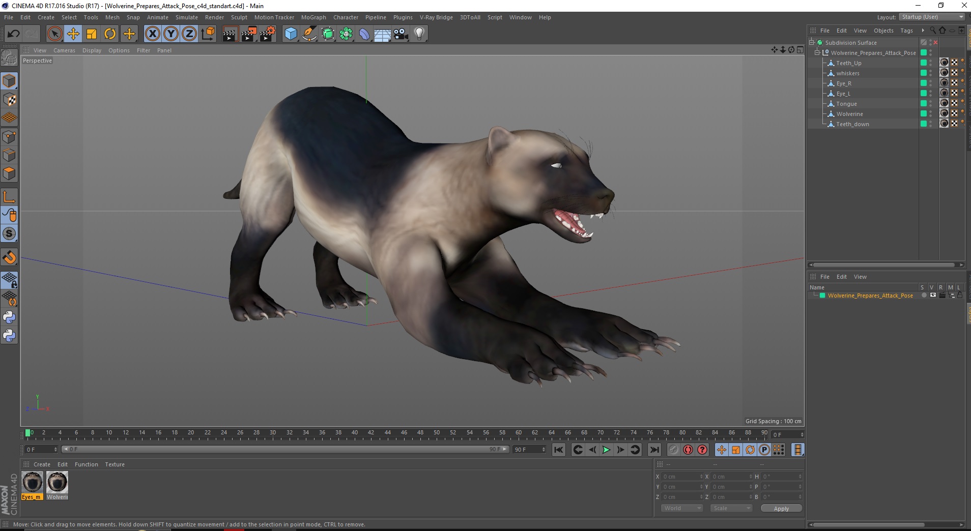 3D model Wolverine Prepares Attack Pose