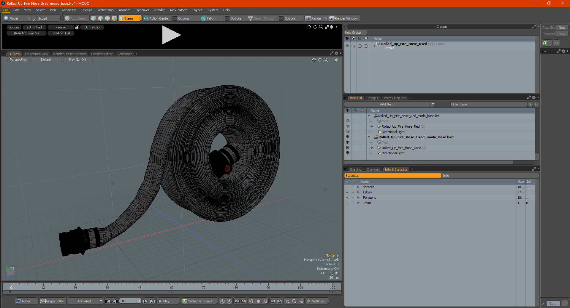 Rolled Up Fire Hose Used 3D model