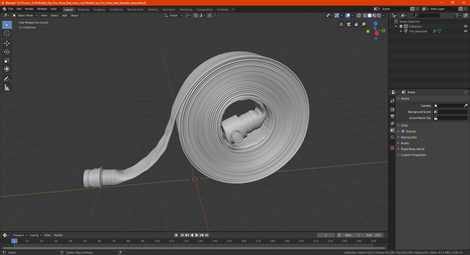 Rolled Up Fire Hose Used 3D model