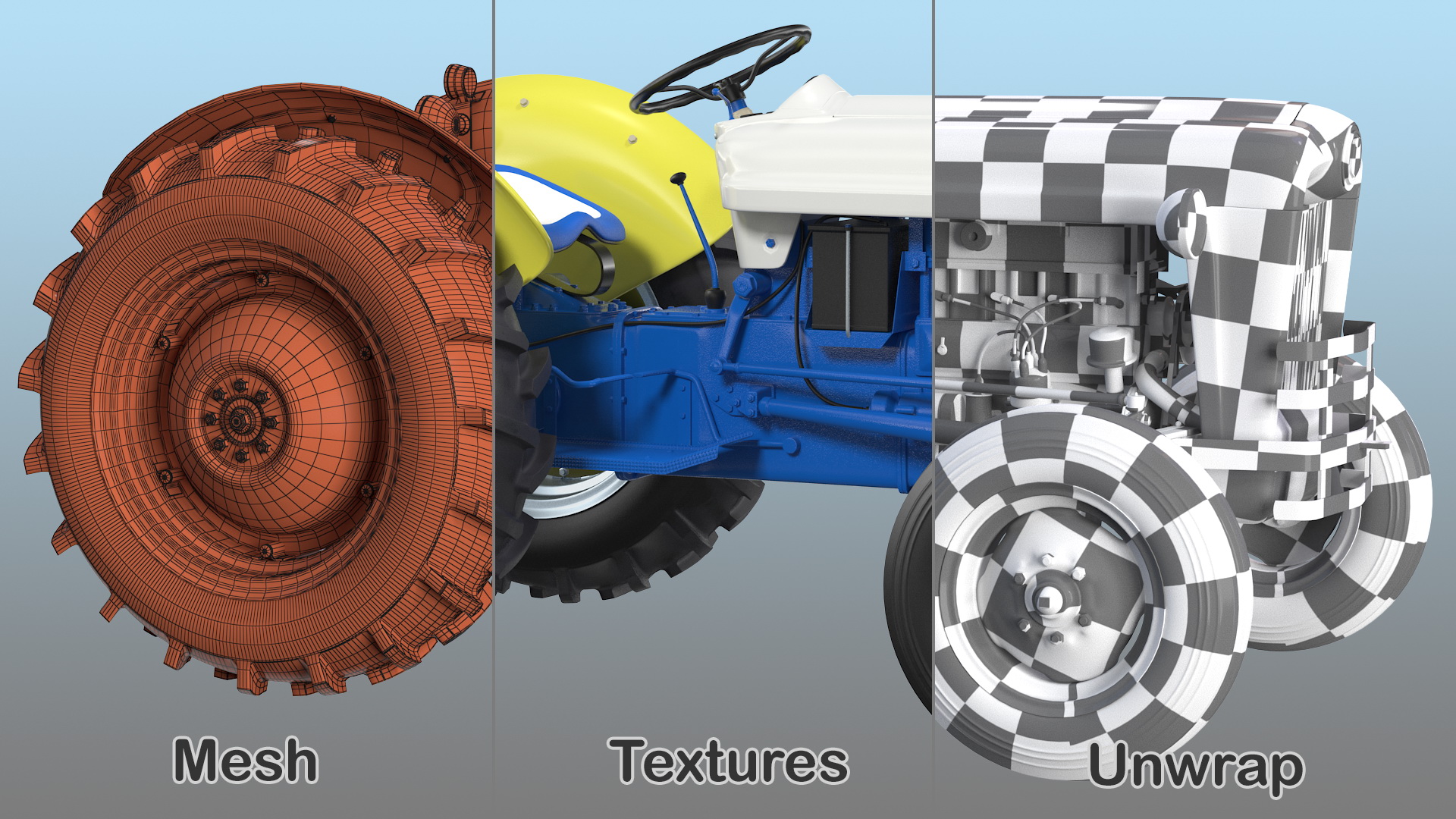 Restored Vintage Tractor Generic Rigged 3D model