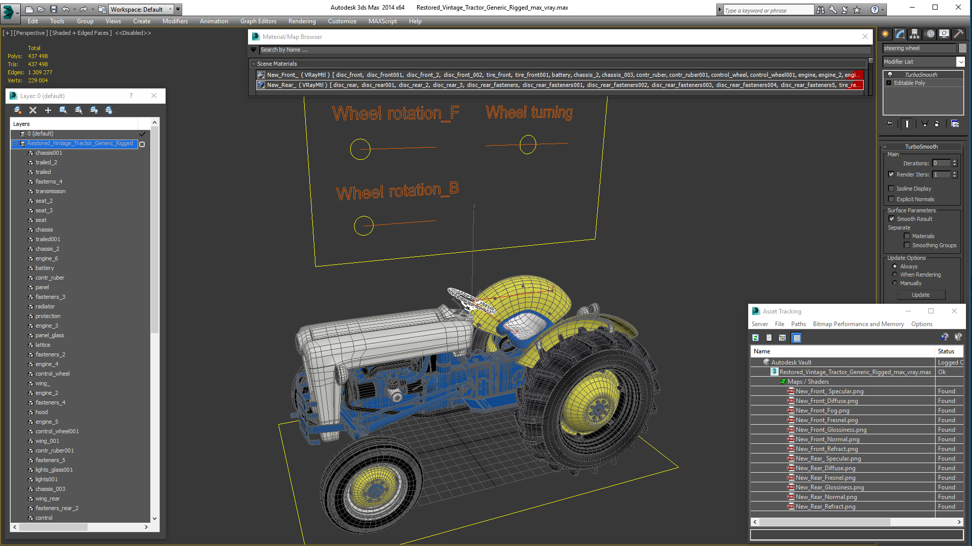 Restored Vintage Tractor Generic Rigged 3D model