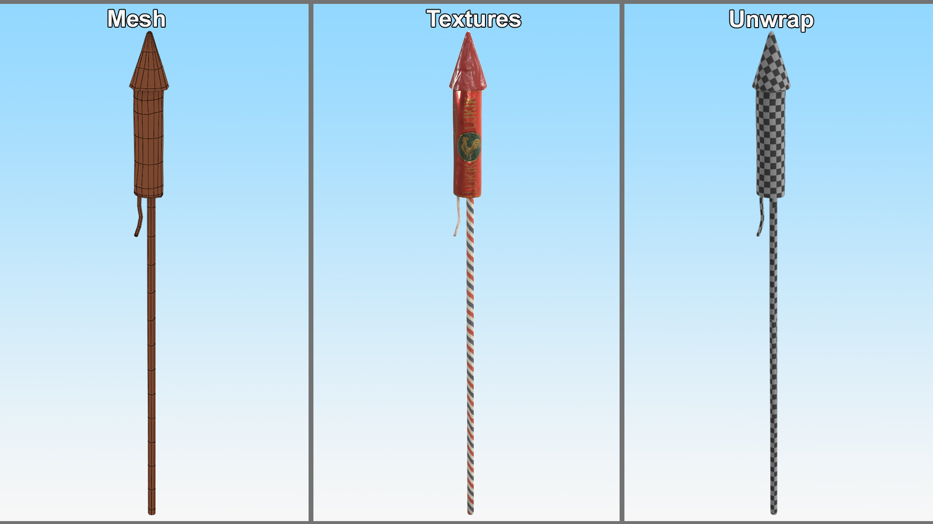 3D Firecracker Rocket model
