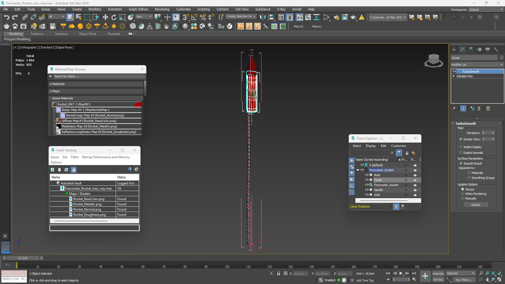 3D Firecracker Rocket model